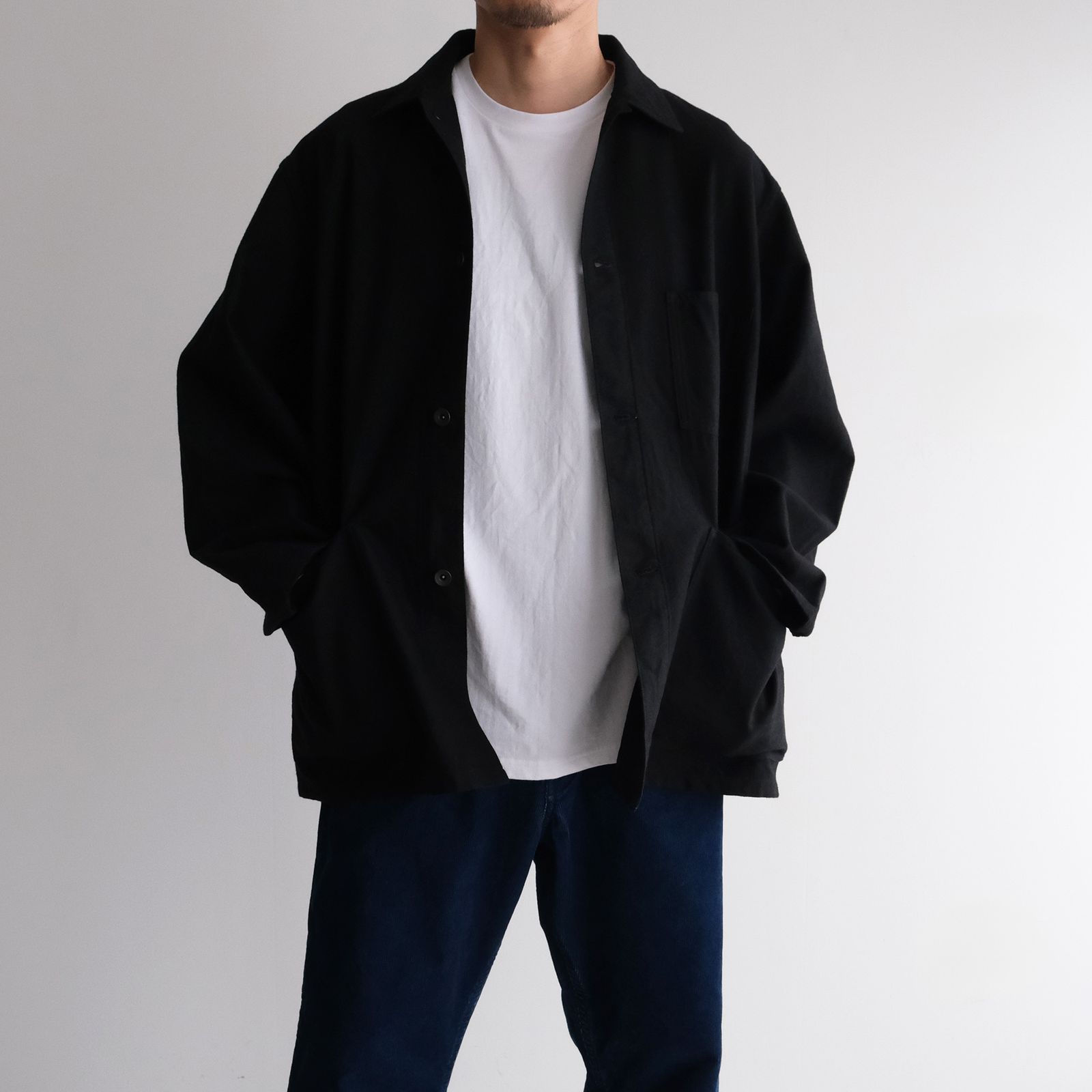 Wool Cotton Moleskin Jacket -ブルゾン-（Black / ブラック）