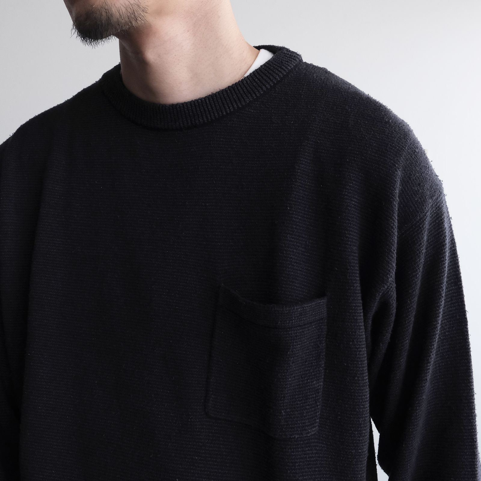 Silk Knit L/S Crew Neck -ニット-（Dark Navy / ダークネイビー）