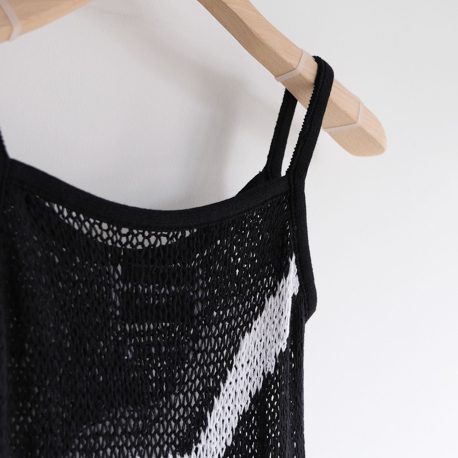 Mesh Knit Slip Dress -ワンピース-（Black / ブラック）