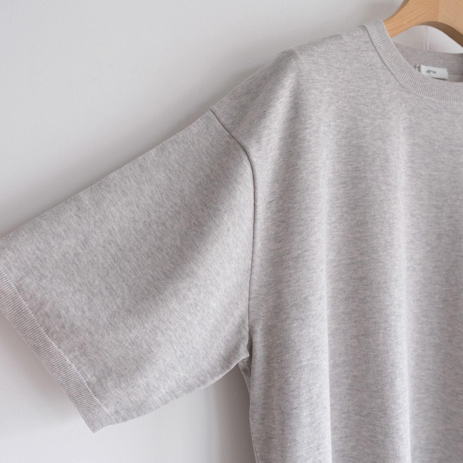 Cotton Washi Knit Half Sleeve Crew Neck Sweater -Tシャツ-（Gray / グレー）