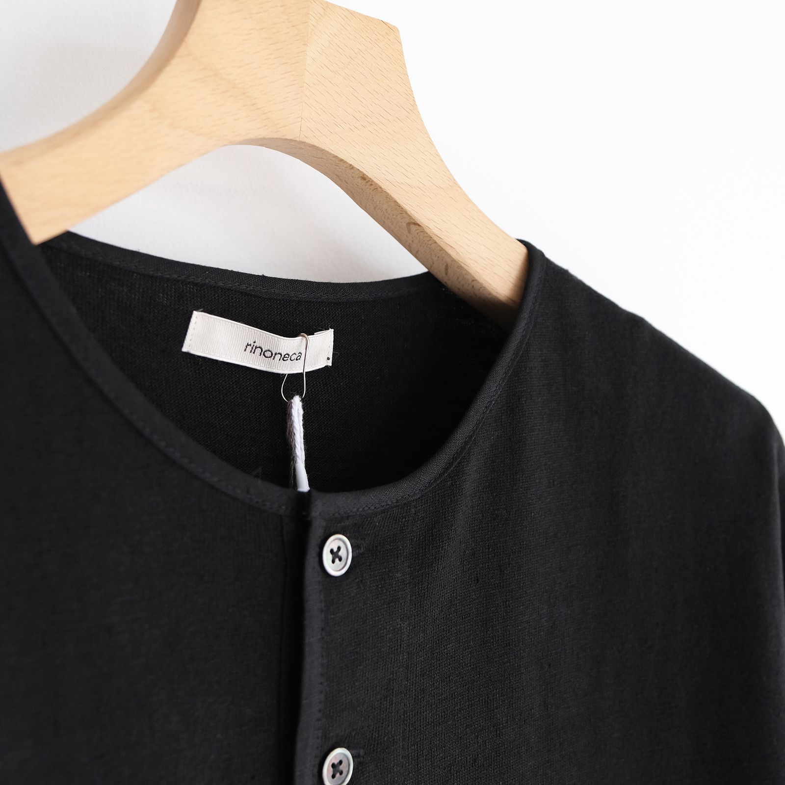 Linen 10oz Henry Neck Pullover -Tシャツ-（Black / ブラック）
