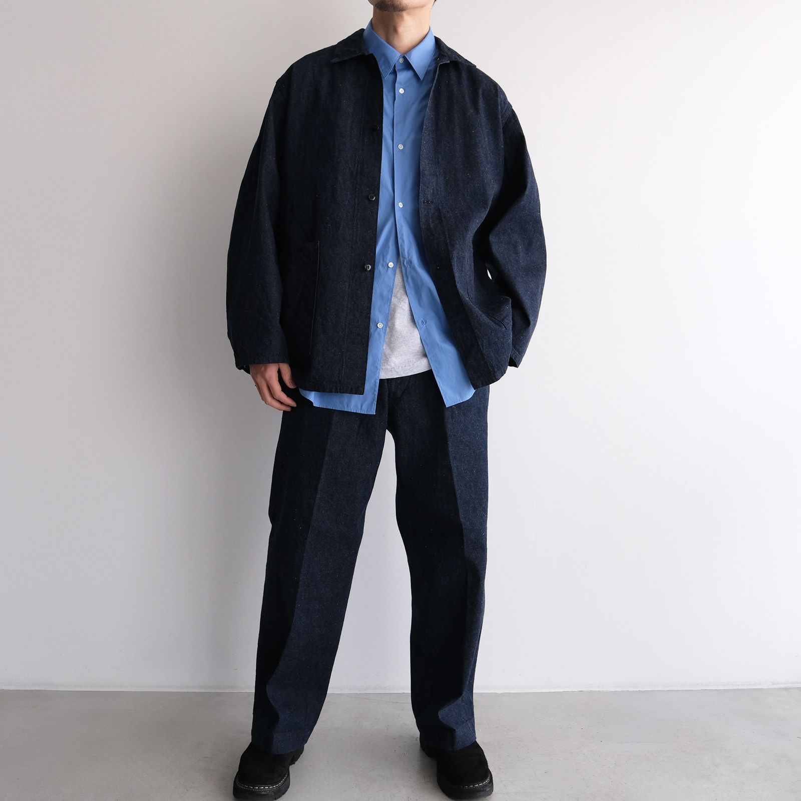 Broad L/S Oversized Regular Collar Shirt -シャツ-（Blue / ブルー）GM261-50001B