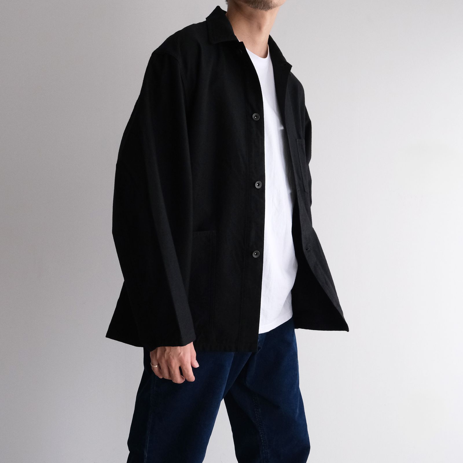Wool Cotton Moleskin Jacket -ブルゾン-（Black / ブラック）