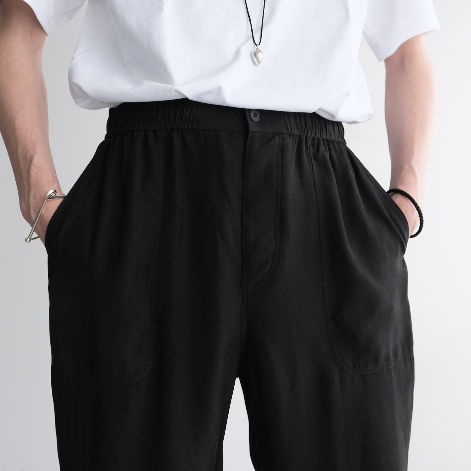 Fibril Silk Tafta Easy Baker Pants -パンツ-（Black / ブラック）