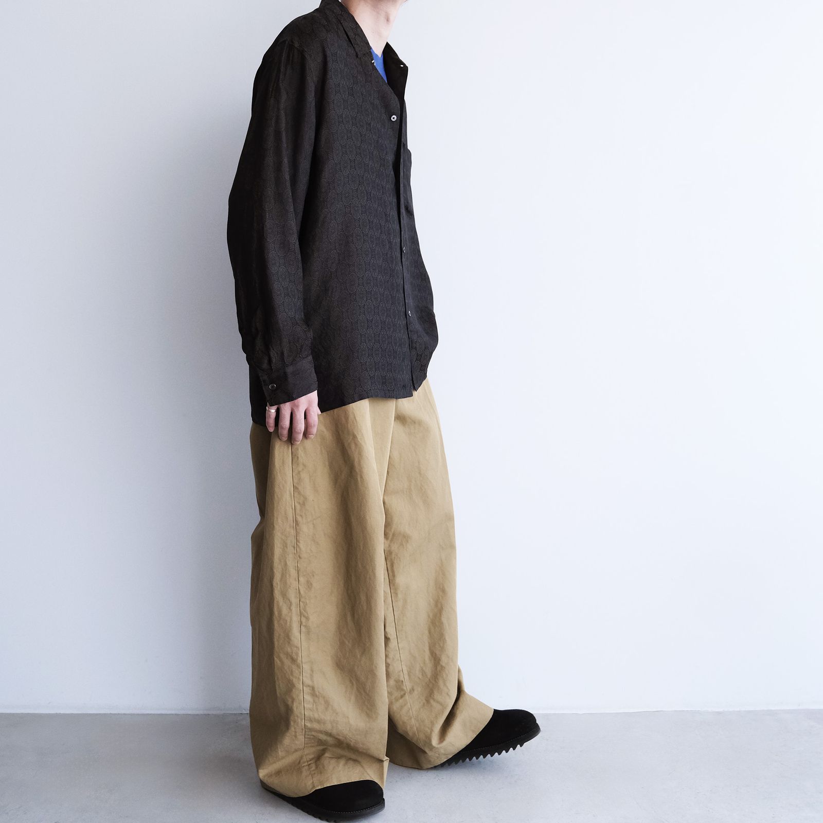 Cupro-Regular Collar L/S Shirts -シャツ-（Charcoal / チャコール）