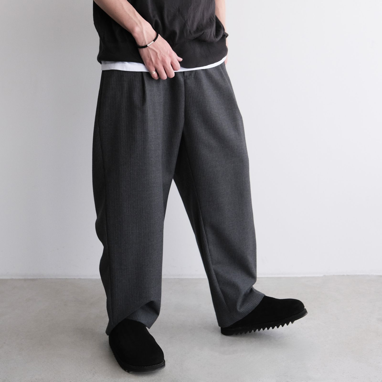 BRK05 Calf Back Side Reverse Unlined Sandal -サンダル-（Black / ブラック）
