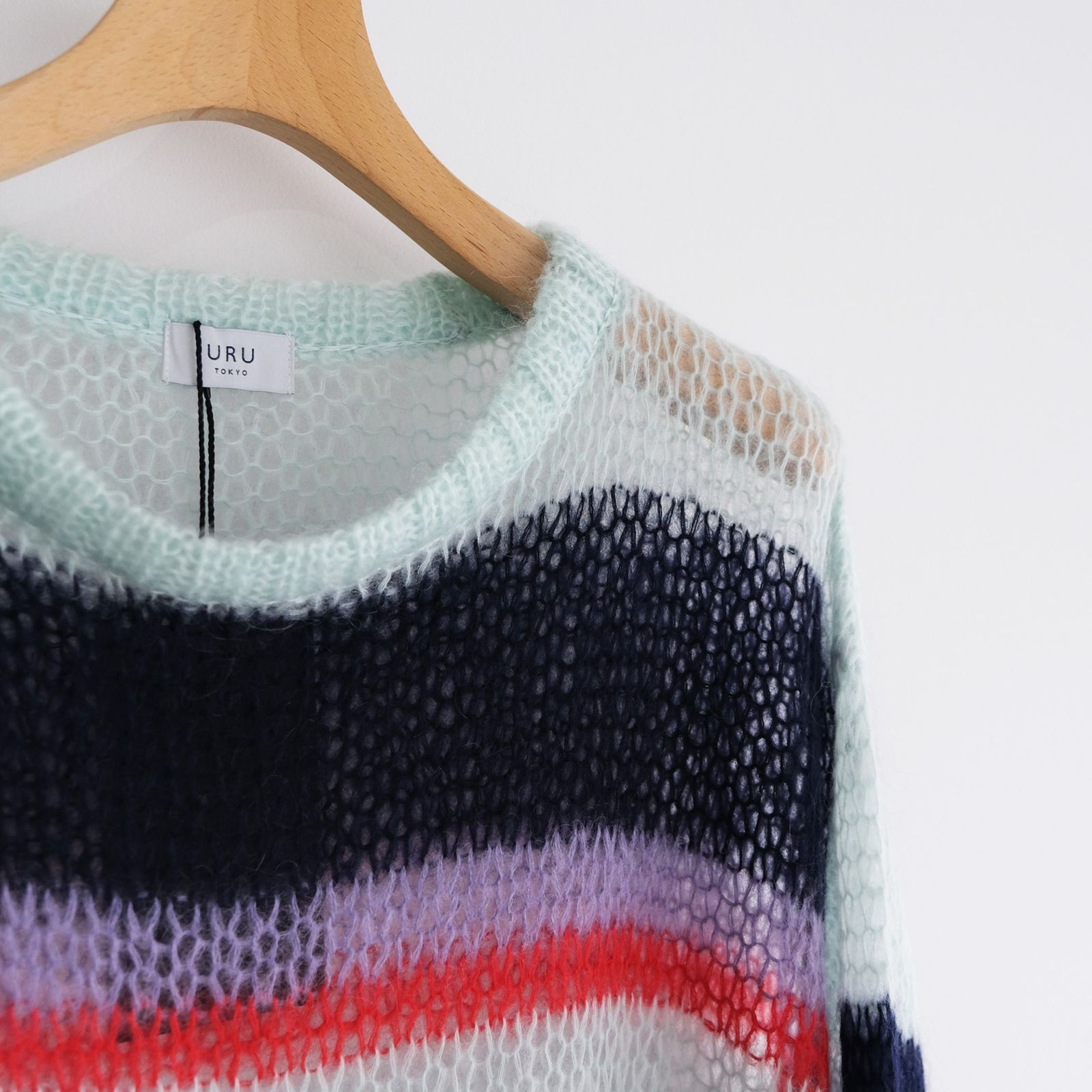 URU - Crew Neck Knit -ニット-（Navy×Mint / ネイビー×ミント） | STACK STORE