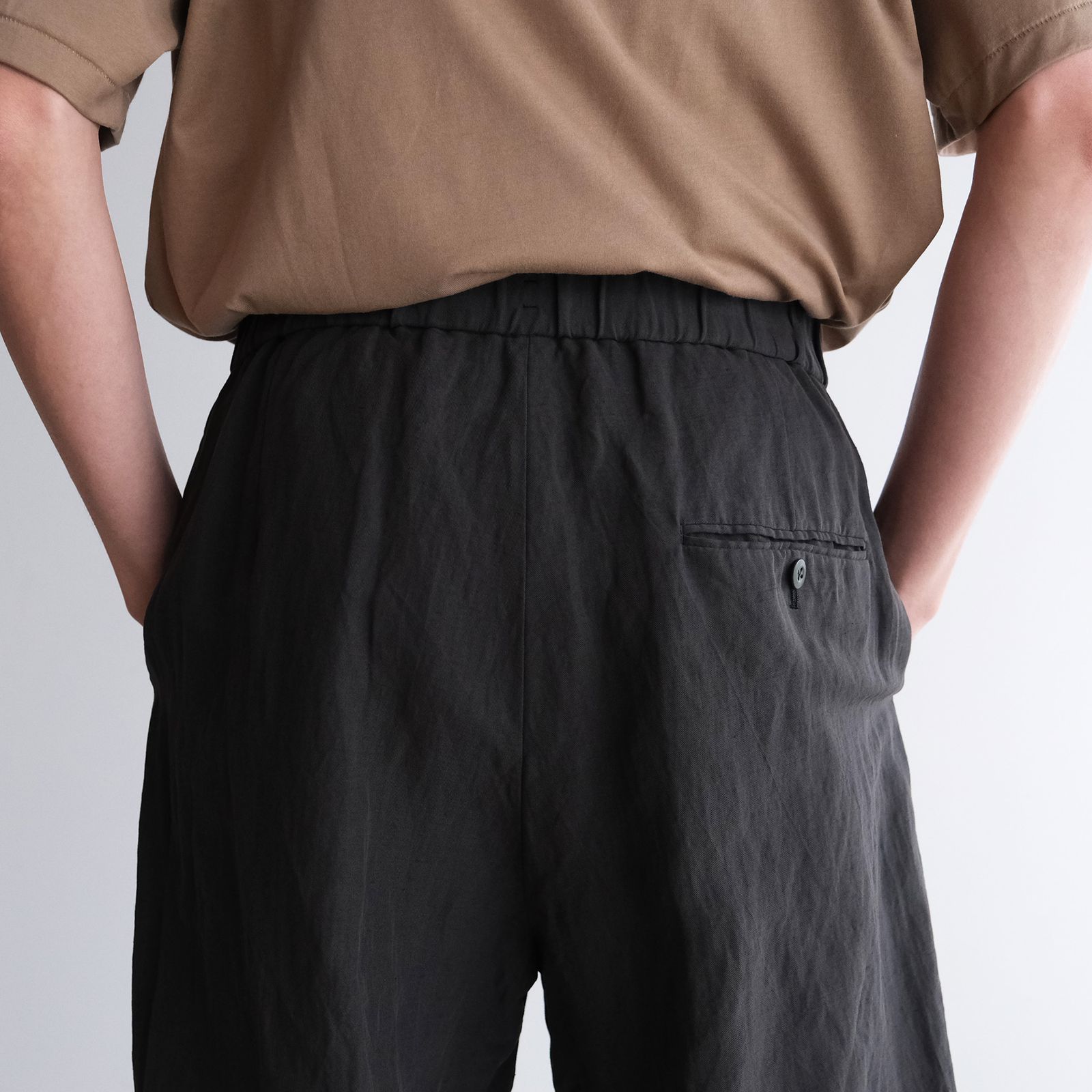 Cotton Linen Voile Two Tucked Easy Pants -パンツ-（Dark Green / ダークグリーン）