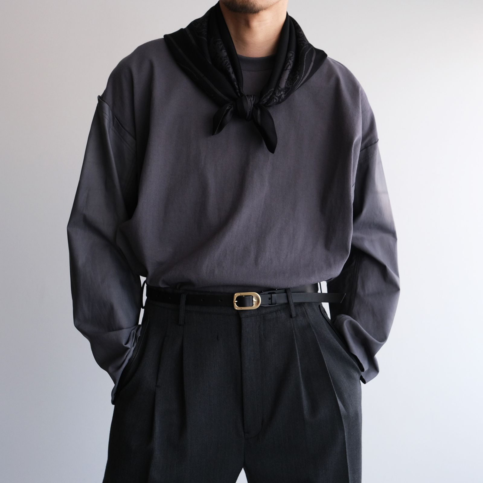 40's Vintage Bandana：Rayon Knit -バンダナ-（Black×Black / ブラック×ブラック）