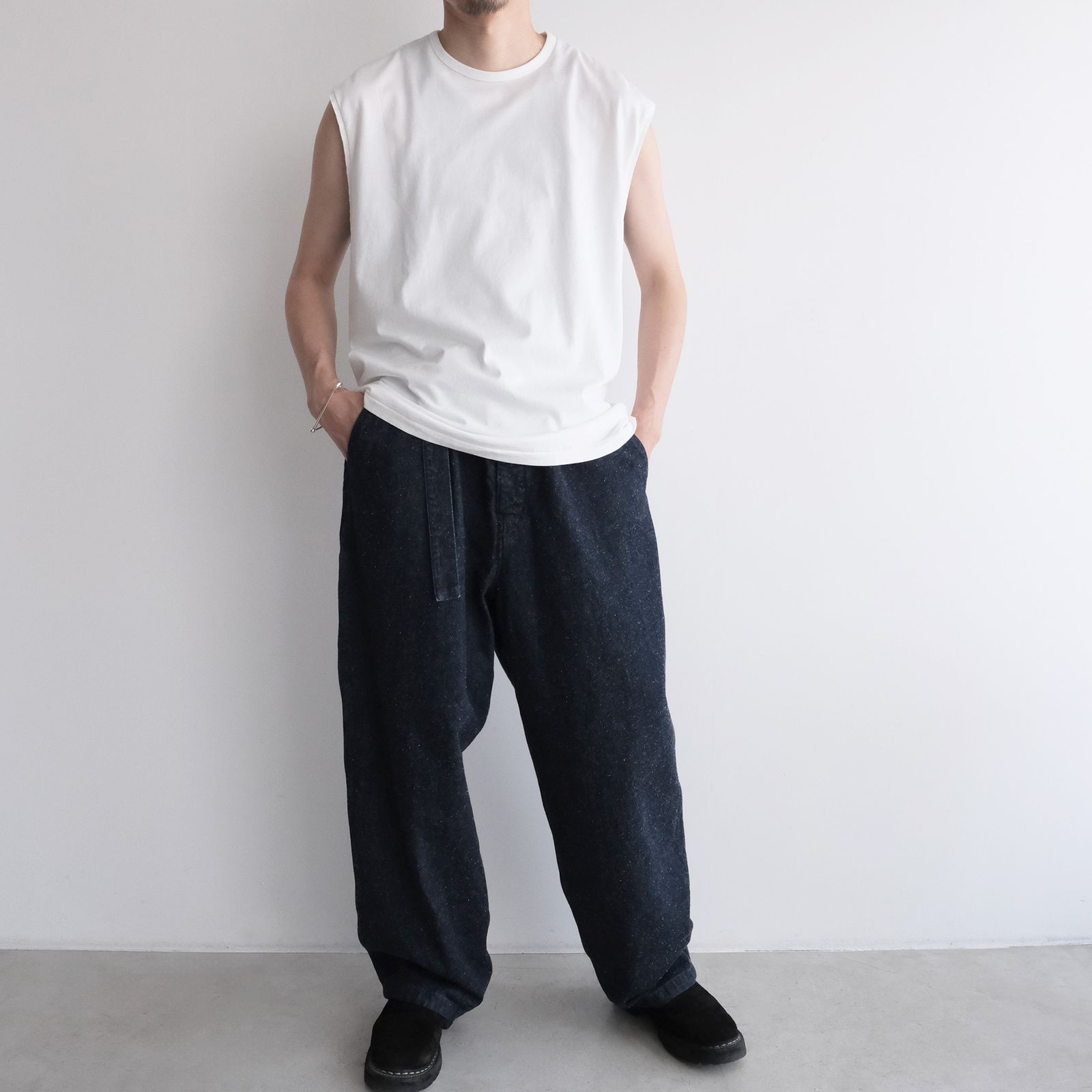 Silk Denim Belted Pants -デニム-（Indigo / インディゴ）