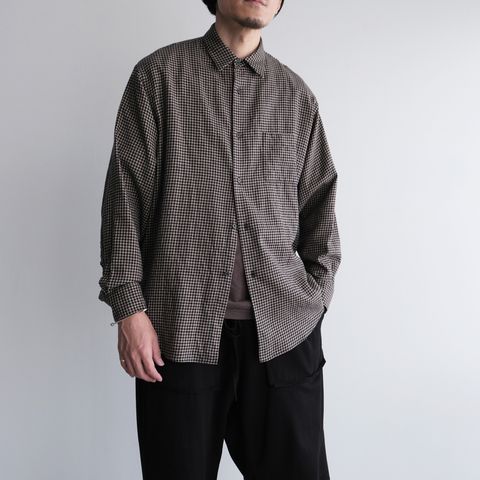 Cotton Wool Check Shirts -シャツ-（B×B Check / ベージュブラックチェック）