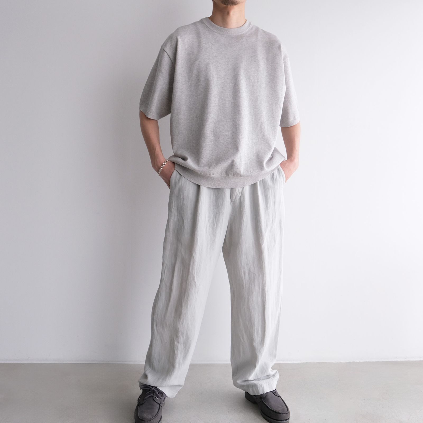 Cotton Linen Voile Loose Fit Pants -パンツ-（Sax / サックス）