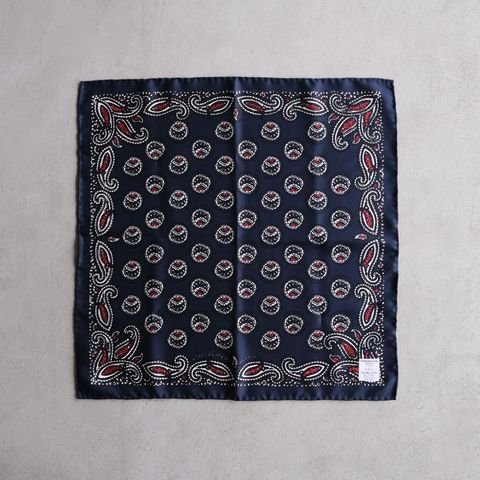 Paisley Silk Bandana Scarf -スカーフ-（Navy / ネイビー）