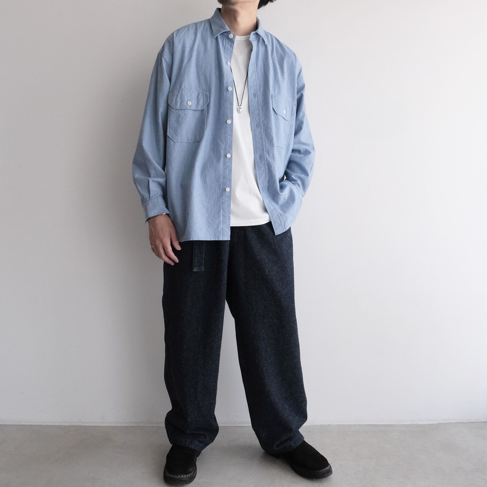 Cotton Chambray Work Shirt -シャツ-（Blue / ブルー）