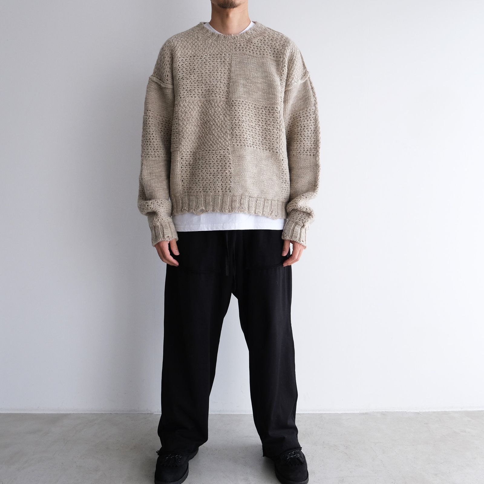 Patchwork Sweater -セーター-（Gray Beige / グレーベージュ）