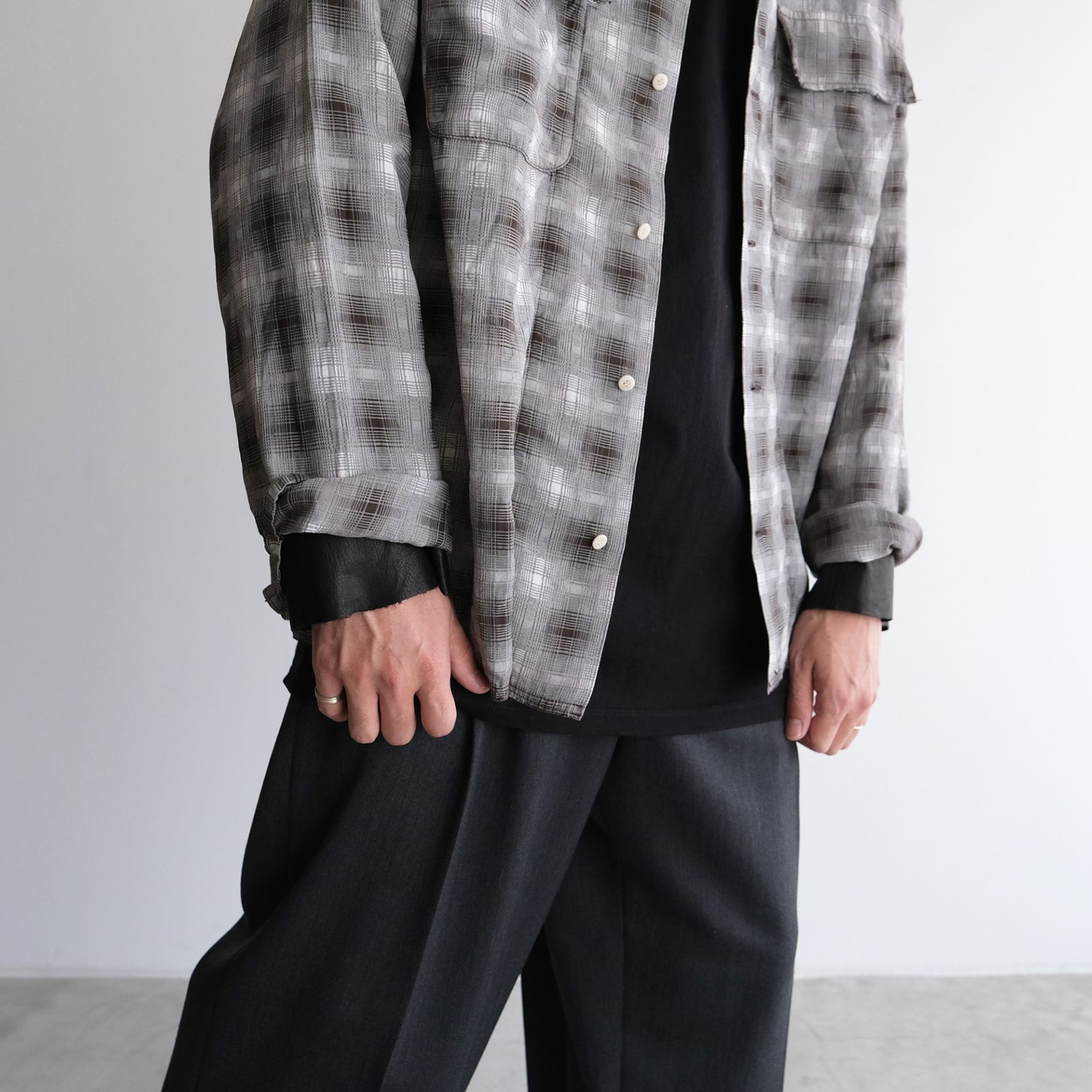Washable Leather Sleeve：L/S T-Shirts -Tシャツ（Black / ブラック）