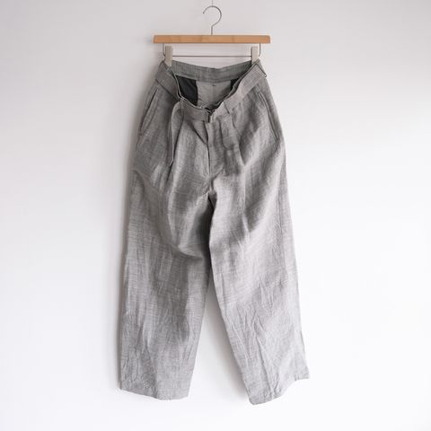 Linen Cupro Back Satin Belted Pants -パンツ-（Gray / グレー）GM261-40371