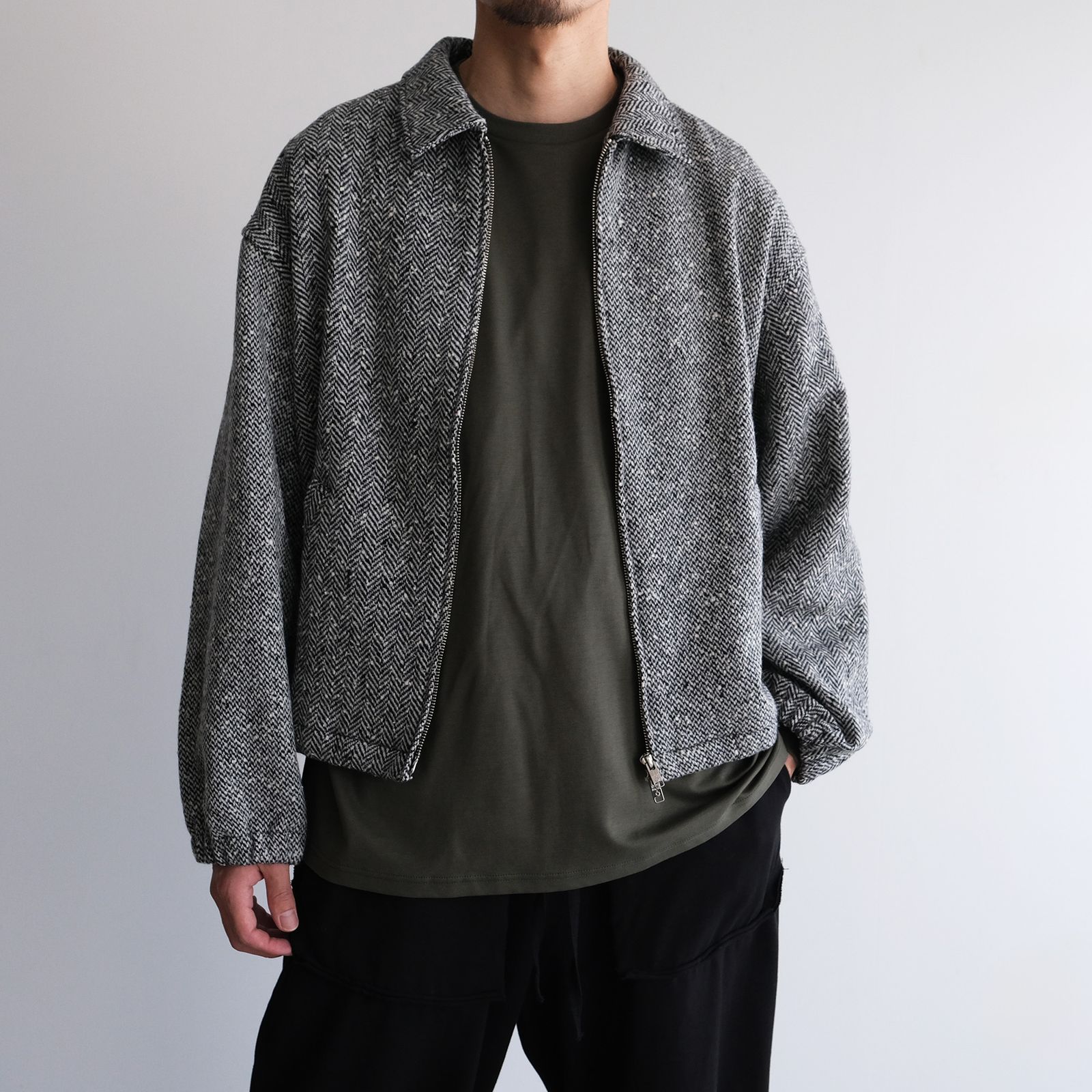 Tweed Zip Front Blouson -ブルゾン-（Black / ブラック）