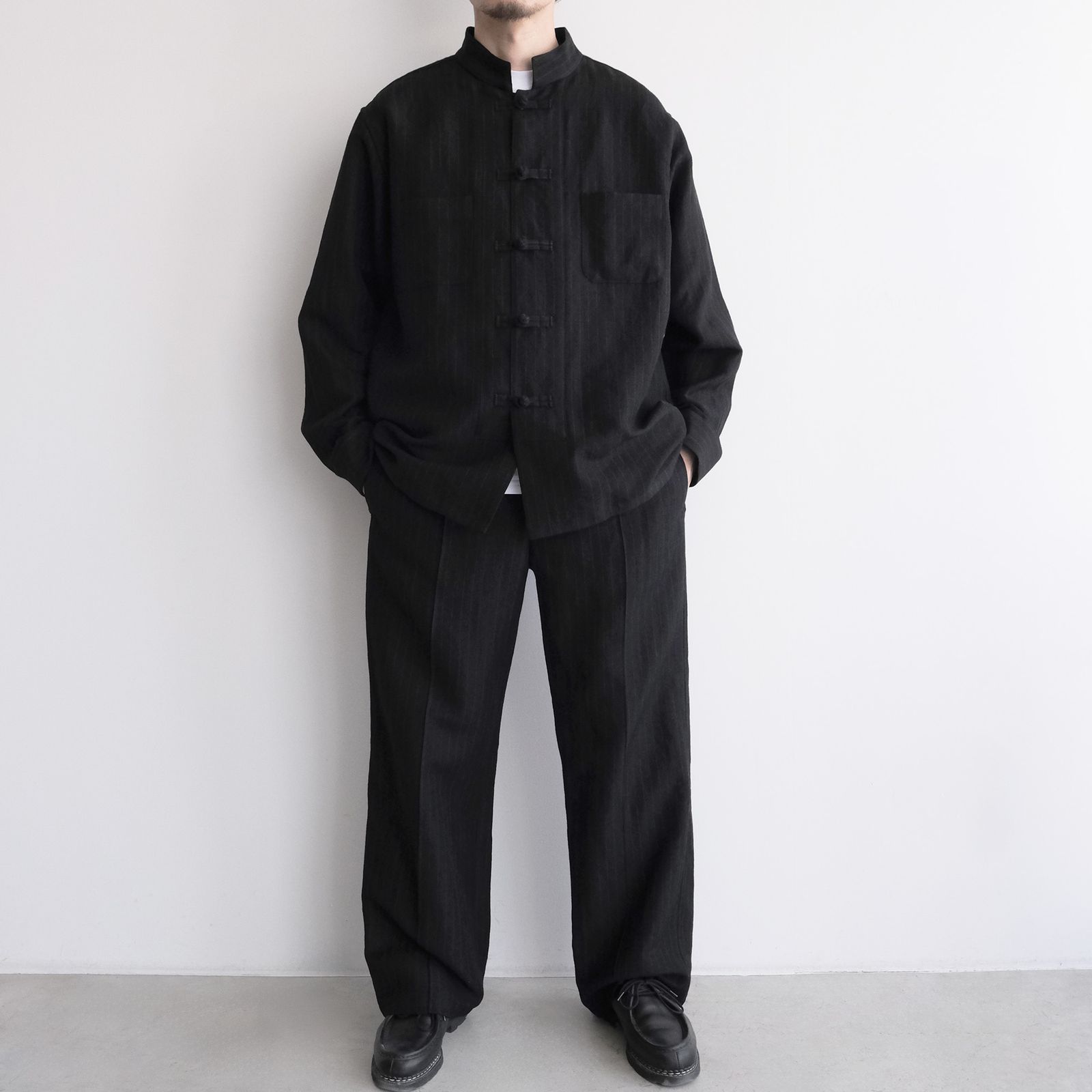 Pin-stripe Trousers -パンツ-（Black / ブラック）