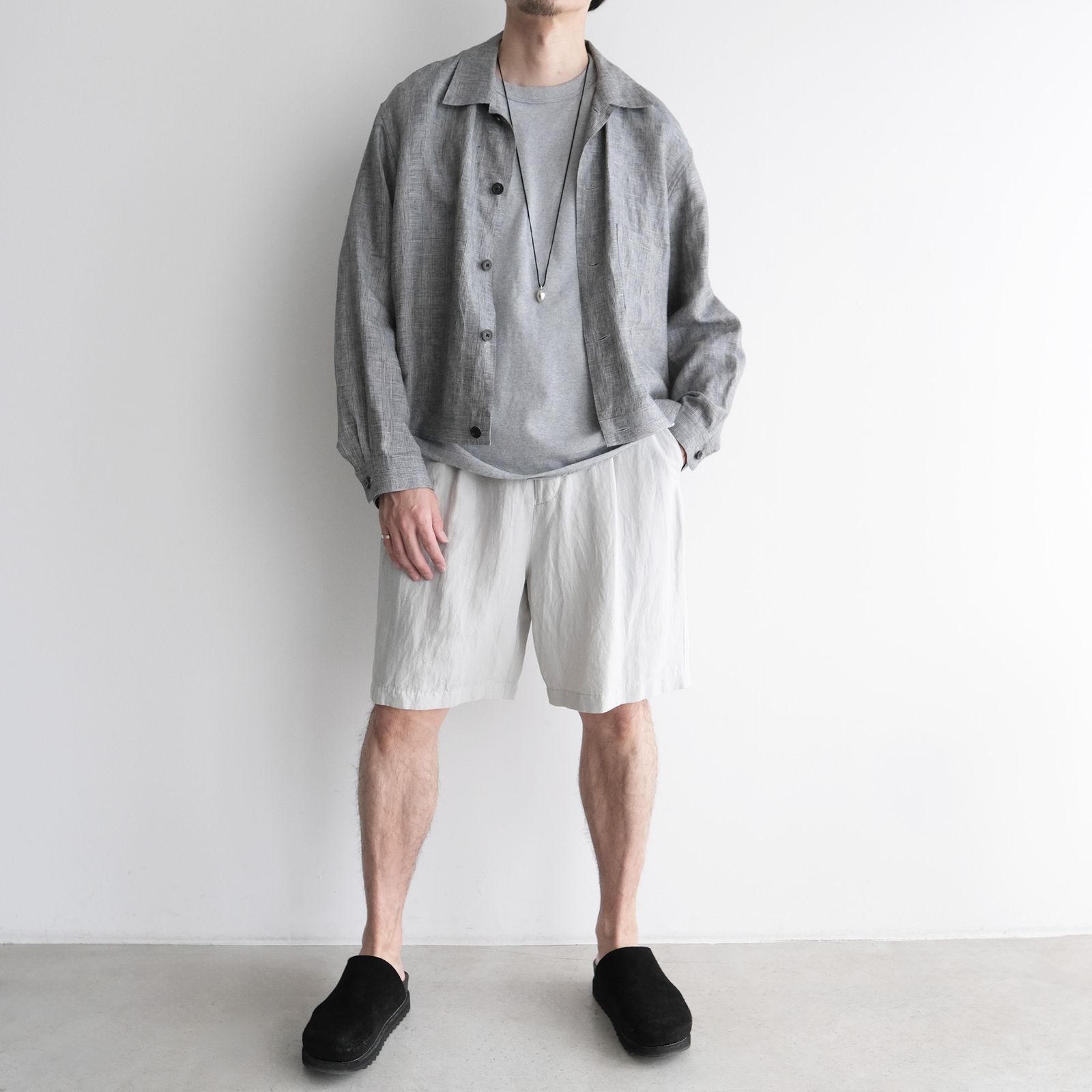 Cotton Linen Voile Loose Fit Shorts -パンツ-（Sax / サックス）