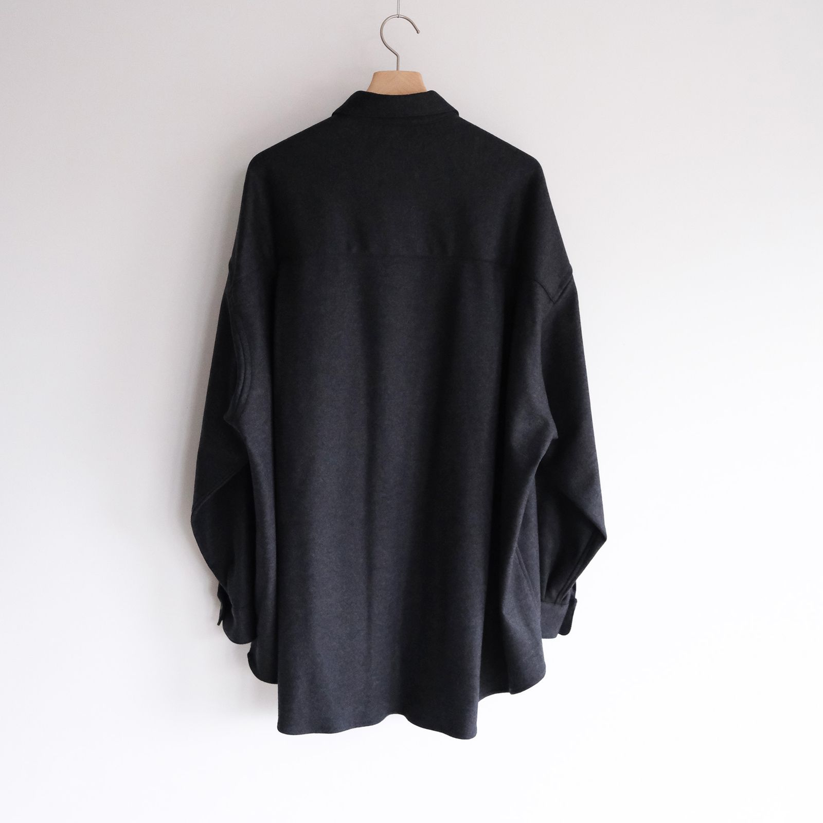Wool Smooth Flannel Oversized Regular Collar Shirt -シャツ-（Gray / グレー）