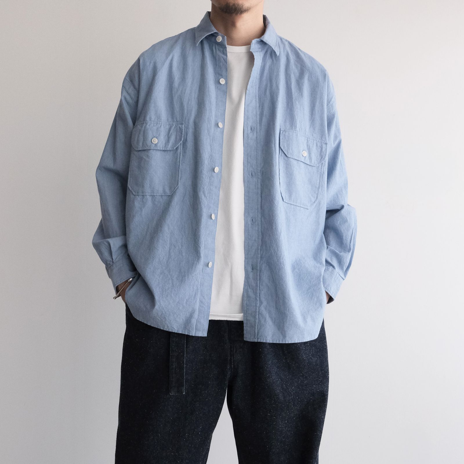 Cotton Chambray Work Shirt -シャツ-（Blue / ブルー）