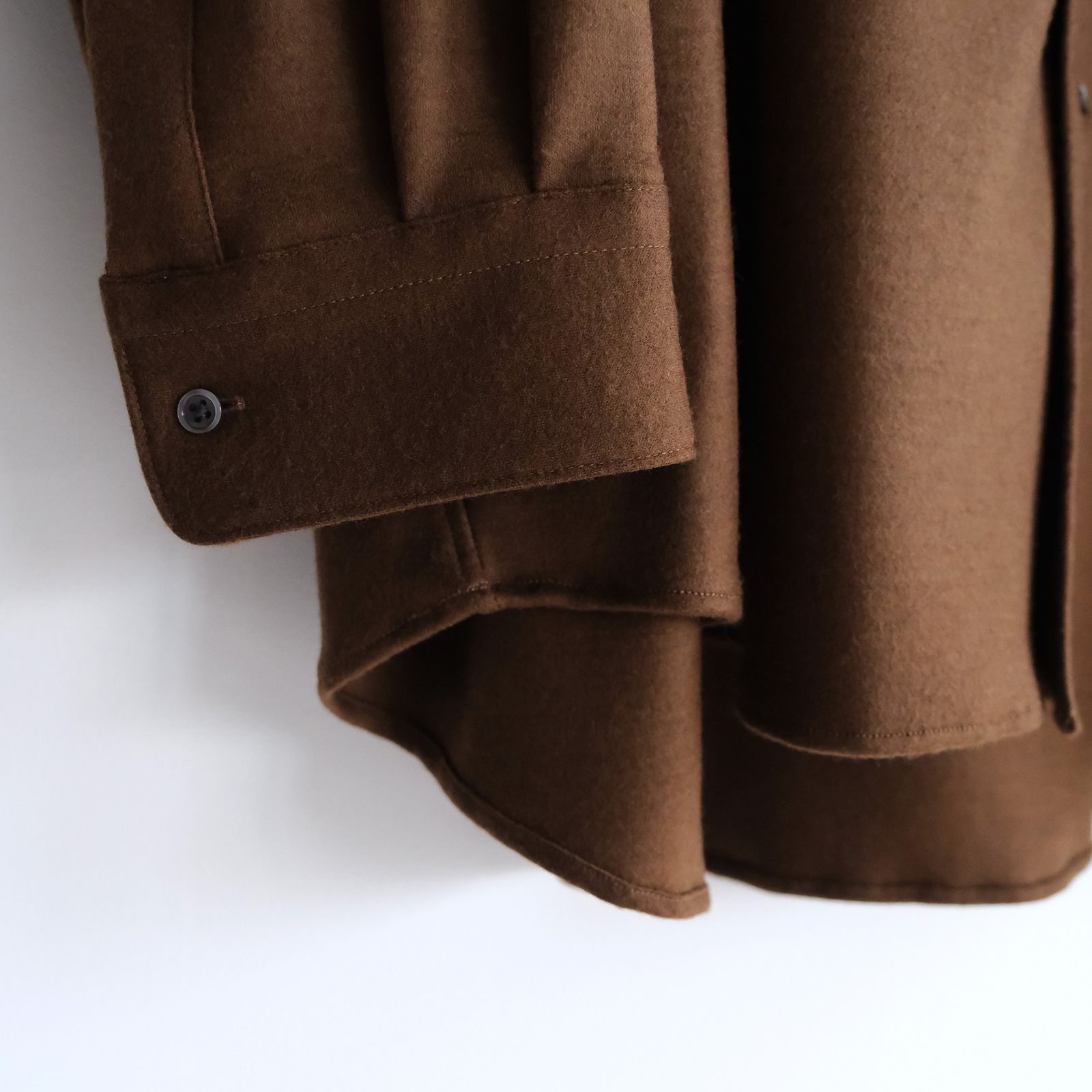 Wool Smooth Flannel Oversized Regular Collar Shirt -シャツ-（Brown / ブラウン）