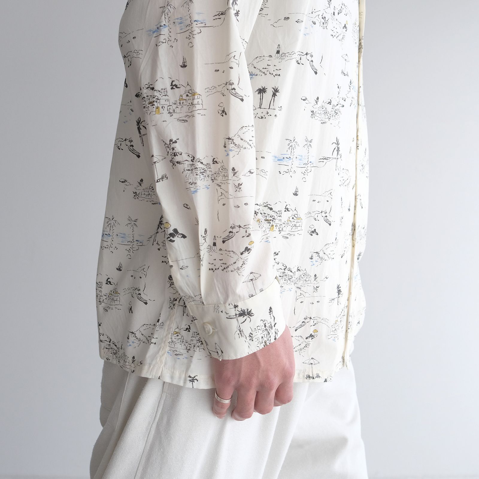 Cotton Rayon - Open Collar L/S Shirts -シャツ-（Ivory / アイボリー）