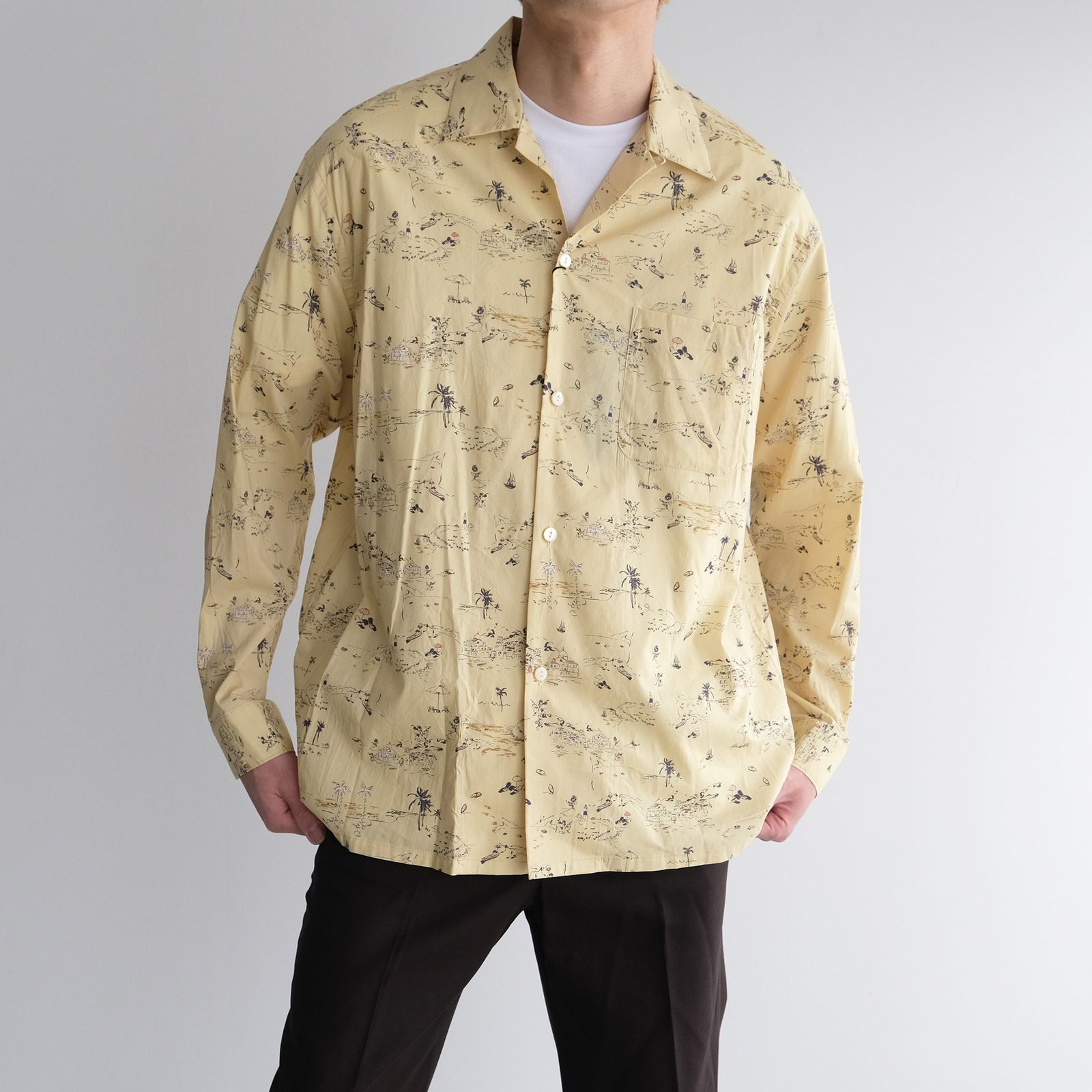 URU - Cotton Rayon - Open Collar L/S Shirts -シャツ-（Yellow