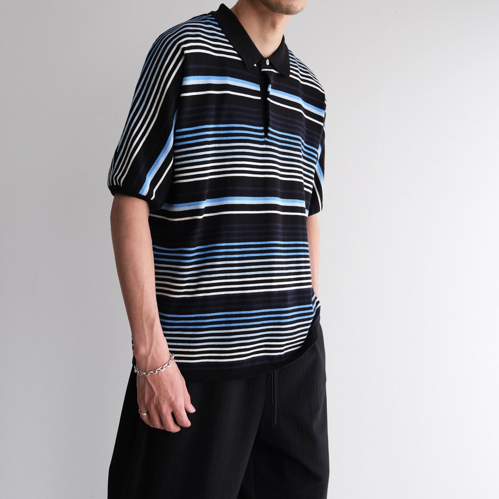 Gradation Stripe Polo -ポロシャツ-（Navy / ネイビー）