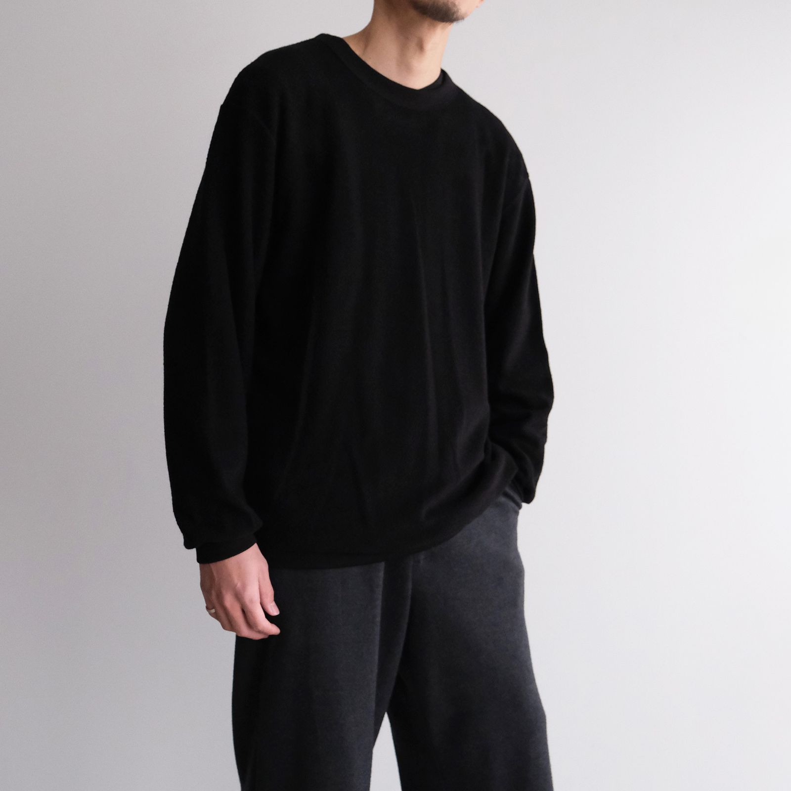 Merino Fleece Crew Neck Pullover -スウェット-（Black / ブラック）