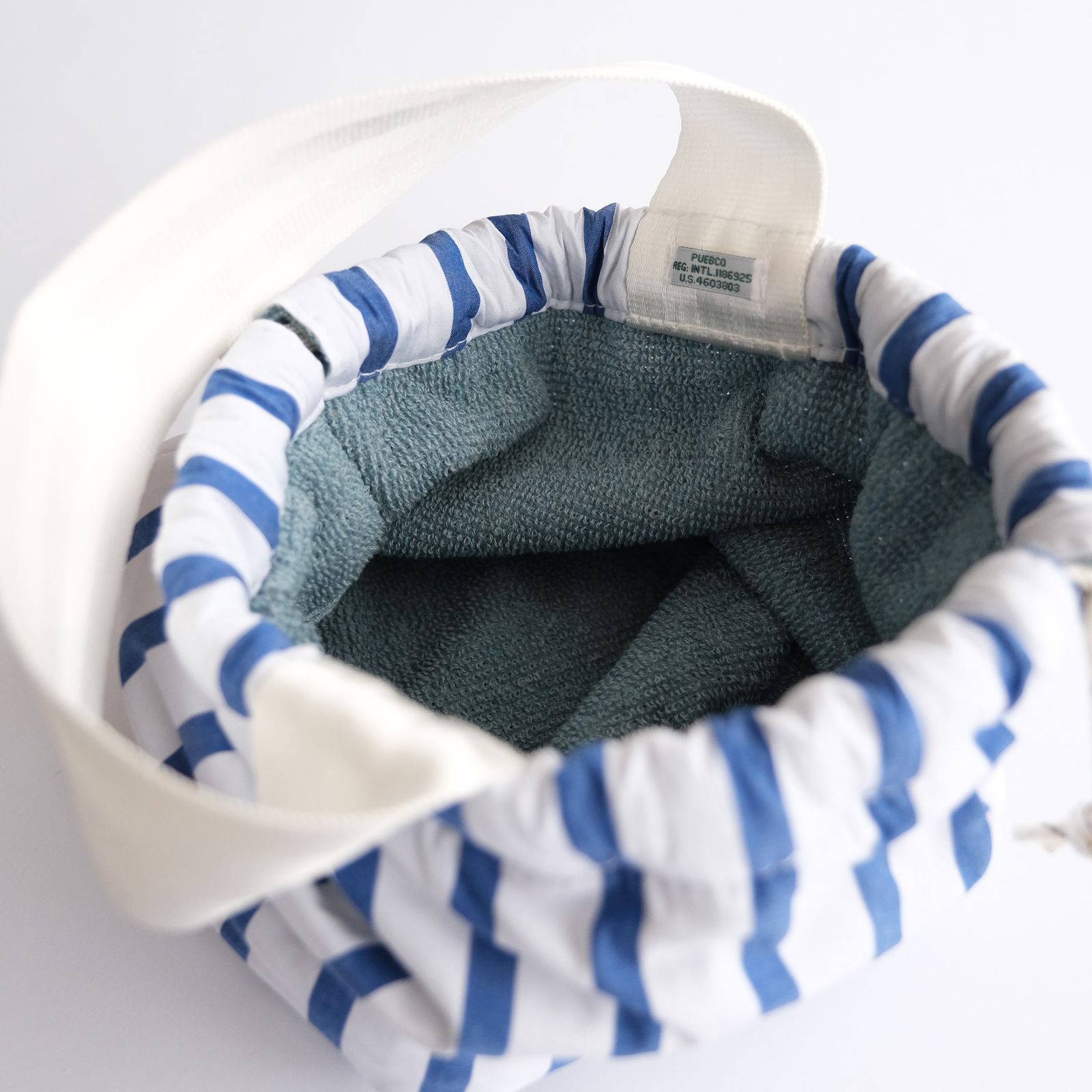 Shirt Fabric Drawstring Bag -バッグ-（White Stripe /ホワイトストライプ）