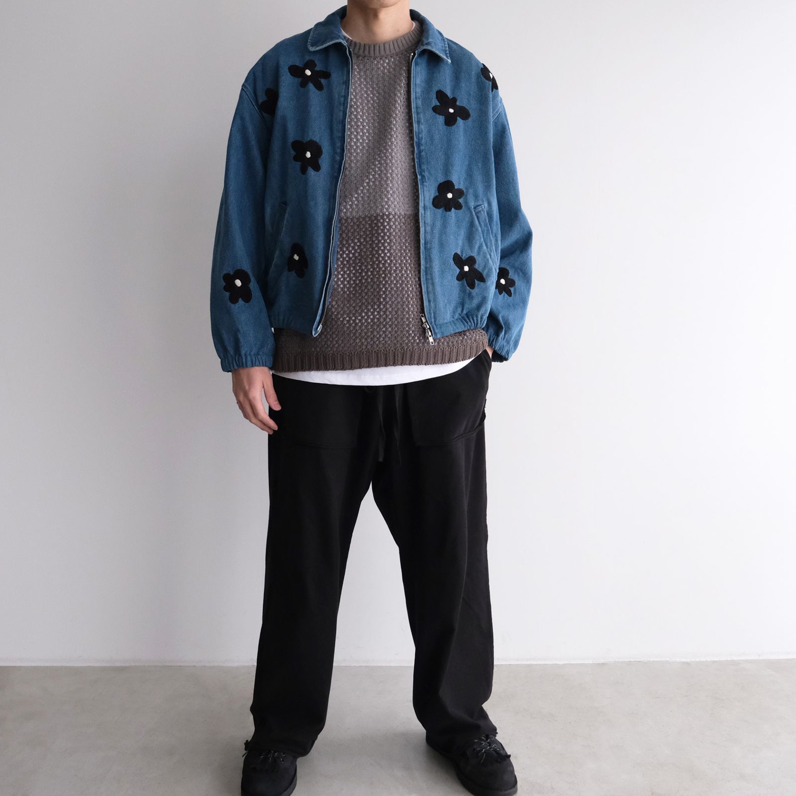 Mesh Knit Vest - ベスト -（Gray / グレー）
