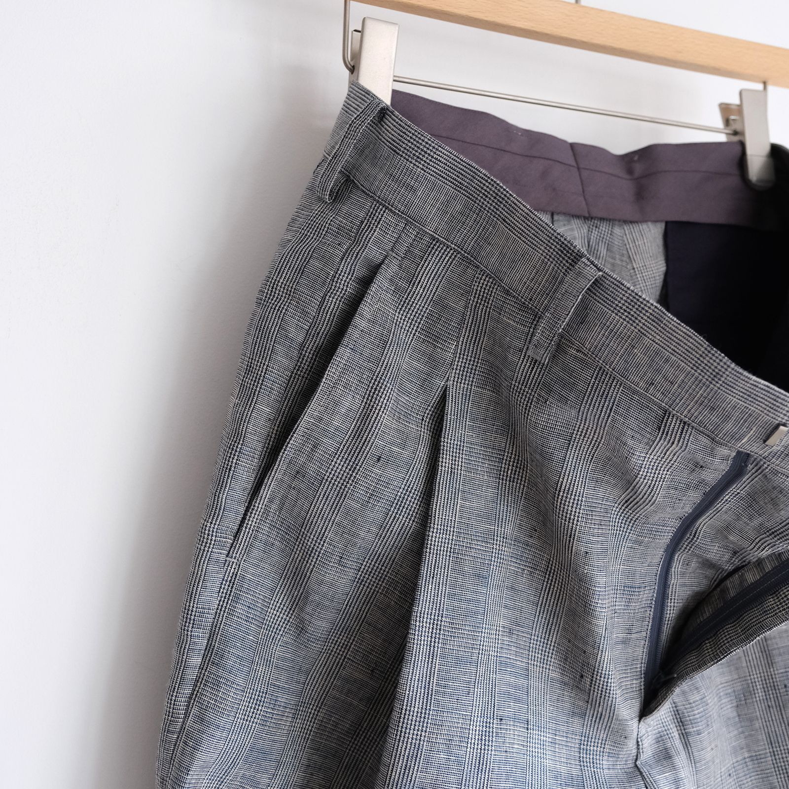 Linen-1 Tuck Pantst -パンツ-（G.Plaid / グレンチェック）