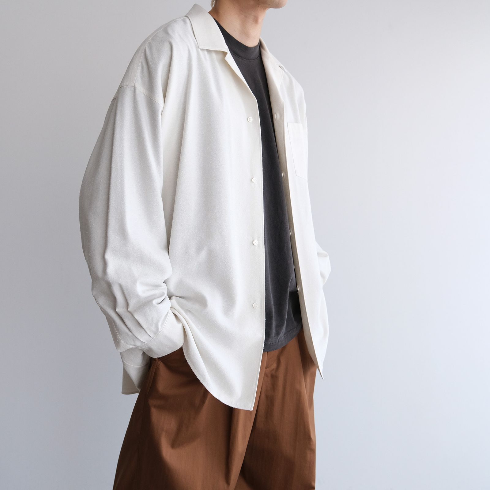 Silk Noil Viscose Sleeping Shirt -シャツ-（Ecru / エクリュ）