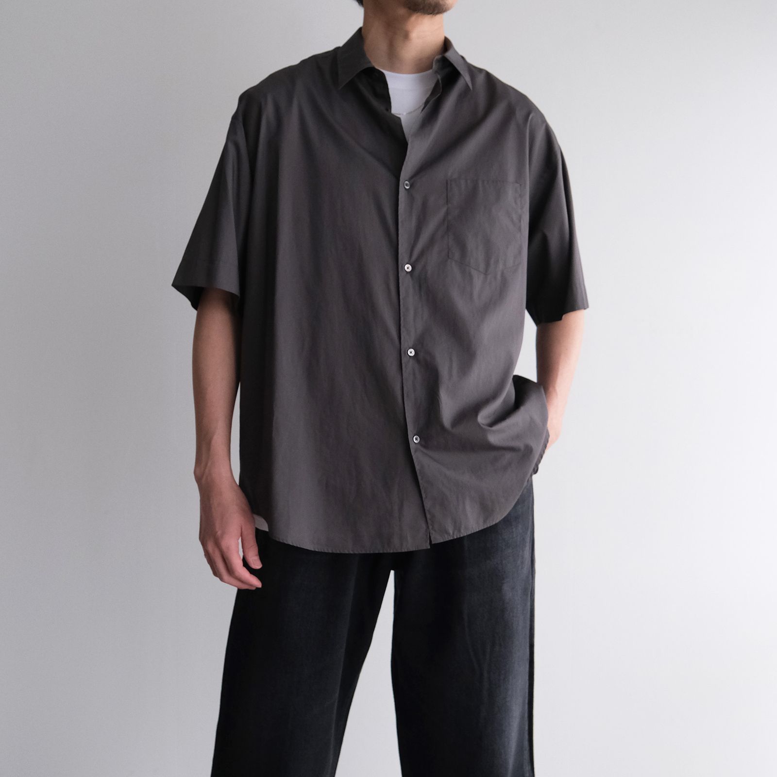 Broad S/S Oversized Regular Collar Shirt -シャツ-（C.Gray / C.グレー）GM261-50003B
