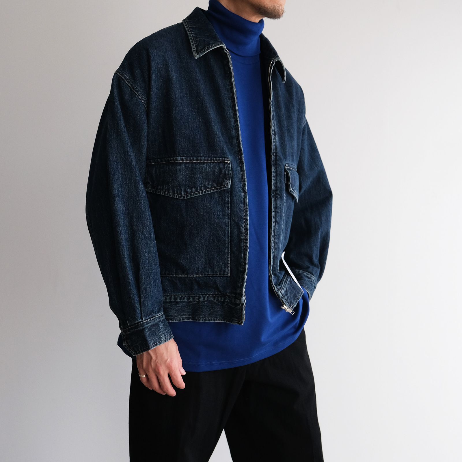 Brushed Mockrody High Neck L/S Tee -Tシャツ-（Blue / ブルー）