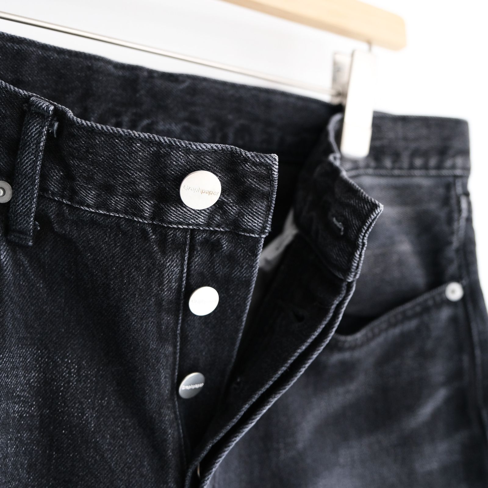 Selvage Denim Five Pocket Tapered Pants -パンツ-（Black Dark Fade / ブラックダークフェード）