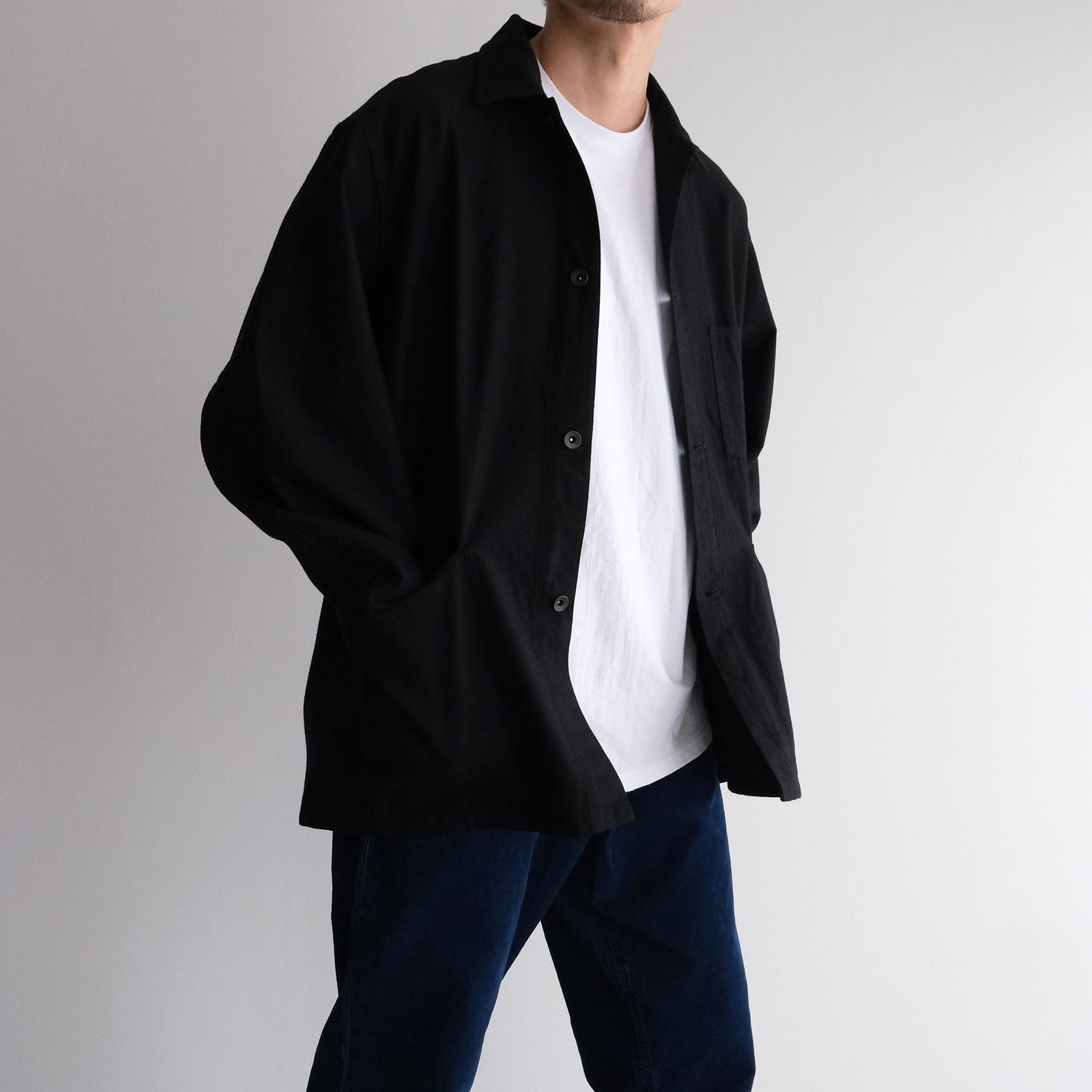 Wool Cotton Moleskin Jacket -ブルゾン-（Black / ブラック）