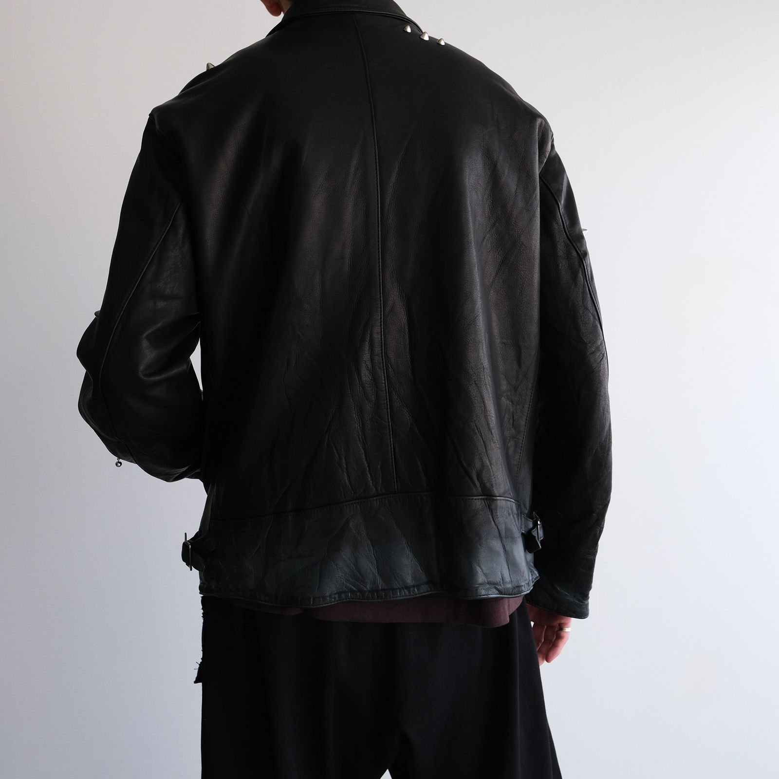 Hand Dyed Studded Riders Jacket -ライダースジャケット-（Black / ブラック）