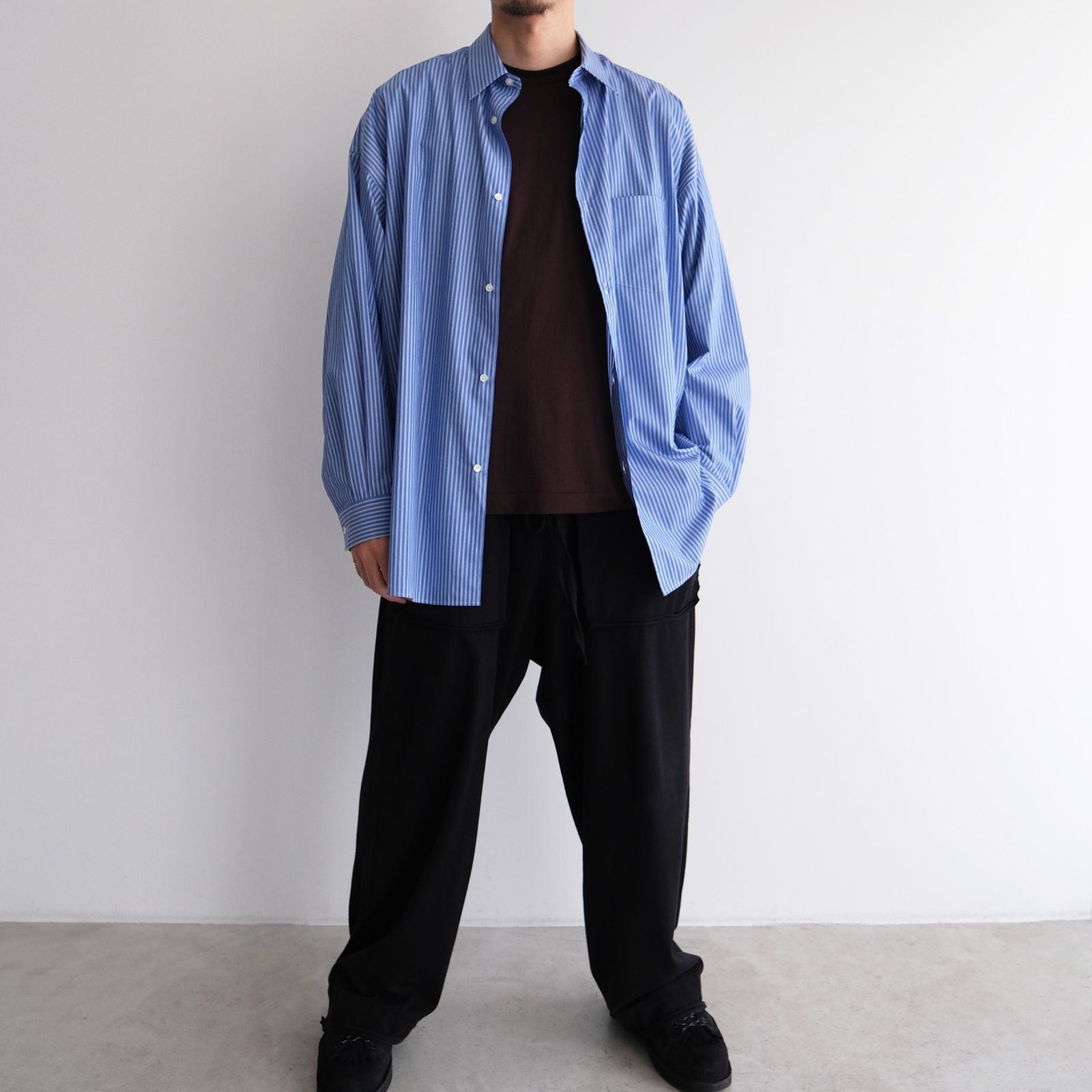 Sidogras L/S Oversized Regular Collar Shirt -シャツ-（Blue Stripe / ブルーストライプ）