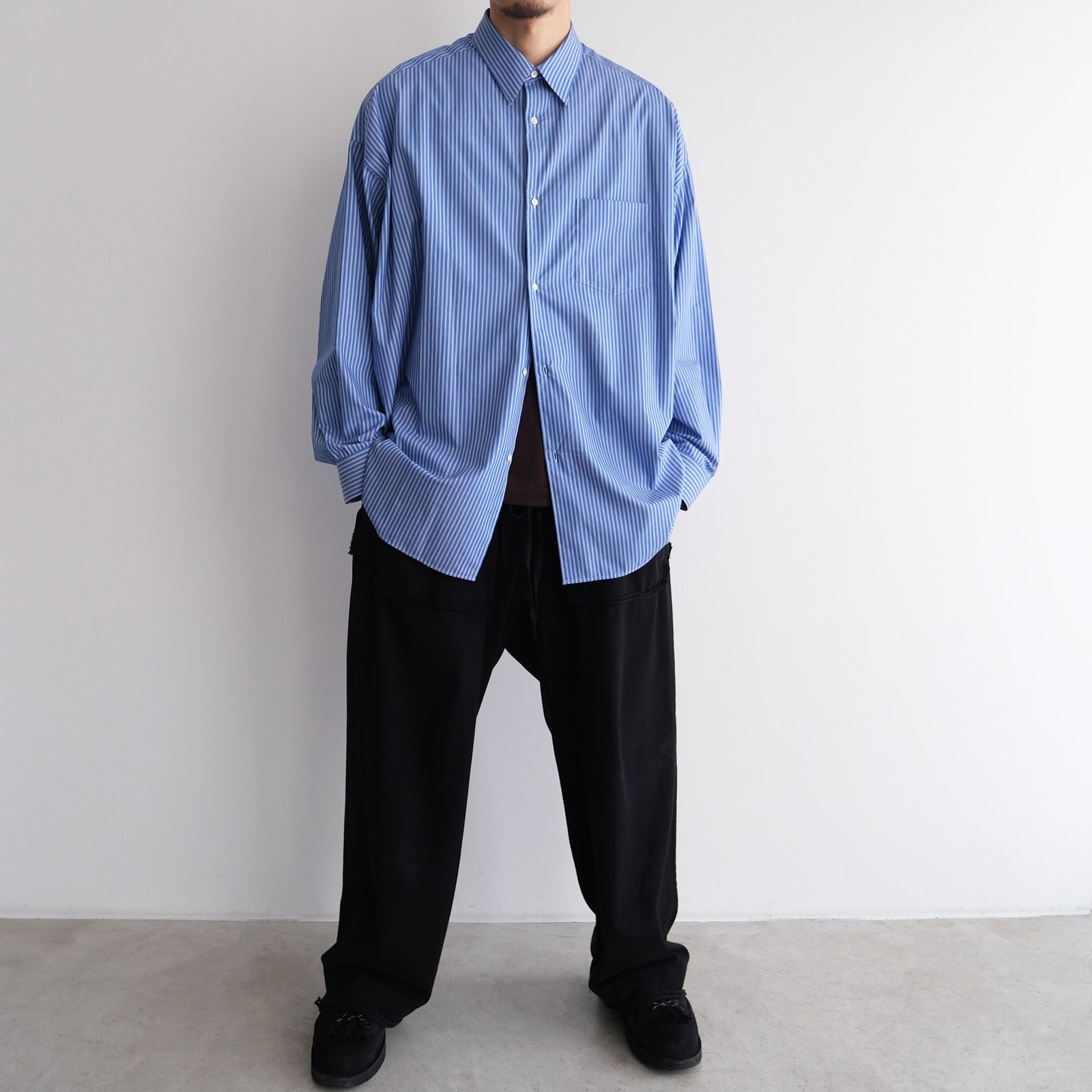 Sidogras L/S Oversized Regular Collar Shirt -シャツ-（Blue Stripe / ブルーストライプ）