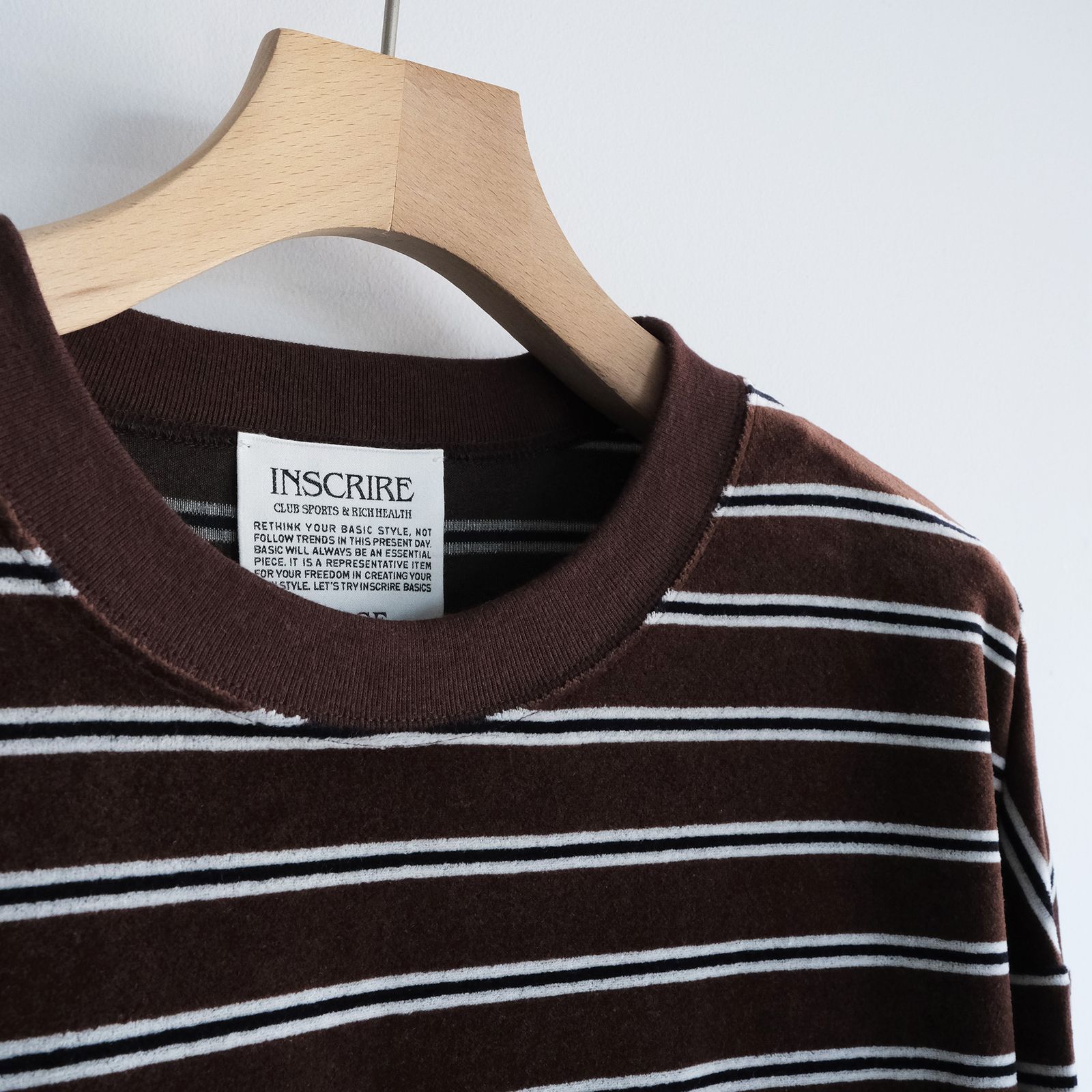 Velvet Border Long Sleeve Tee -Tシャツ-（Brown×Navy / ブラウン×ネイビー）