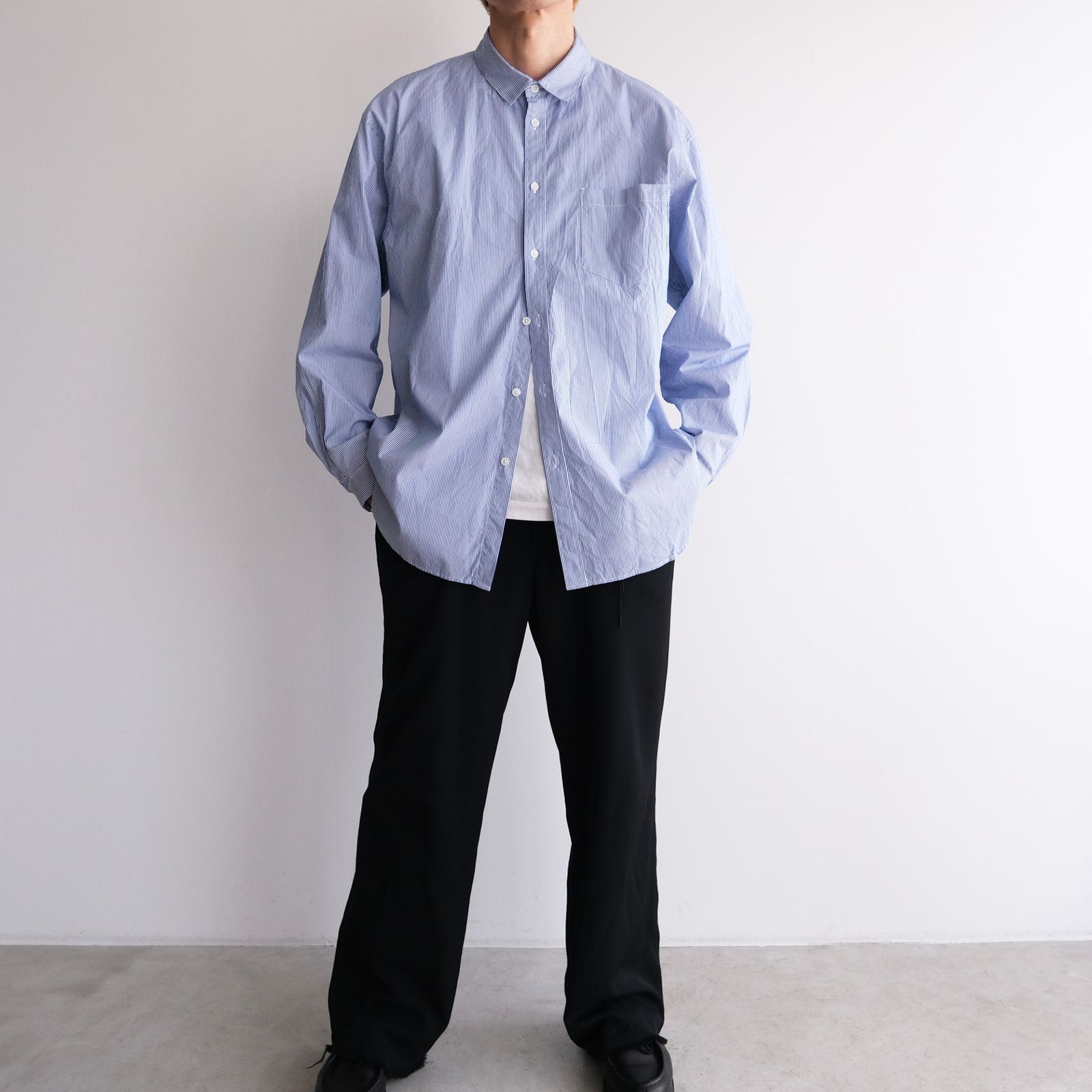Gize Broad Washed Shirt -シャツ-（Navy Stripe / ネイビーストライプ）