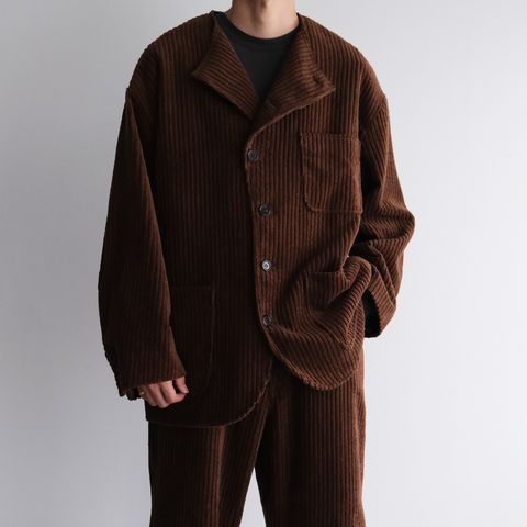 Corduroy Collarless Jacket -ジャケット-（Brown / ブラウン）