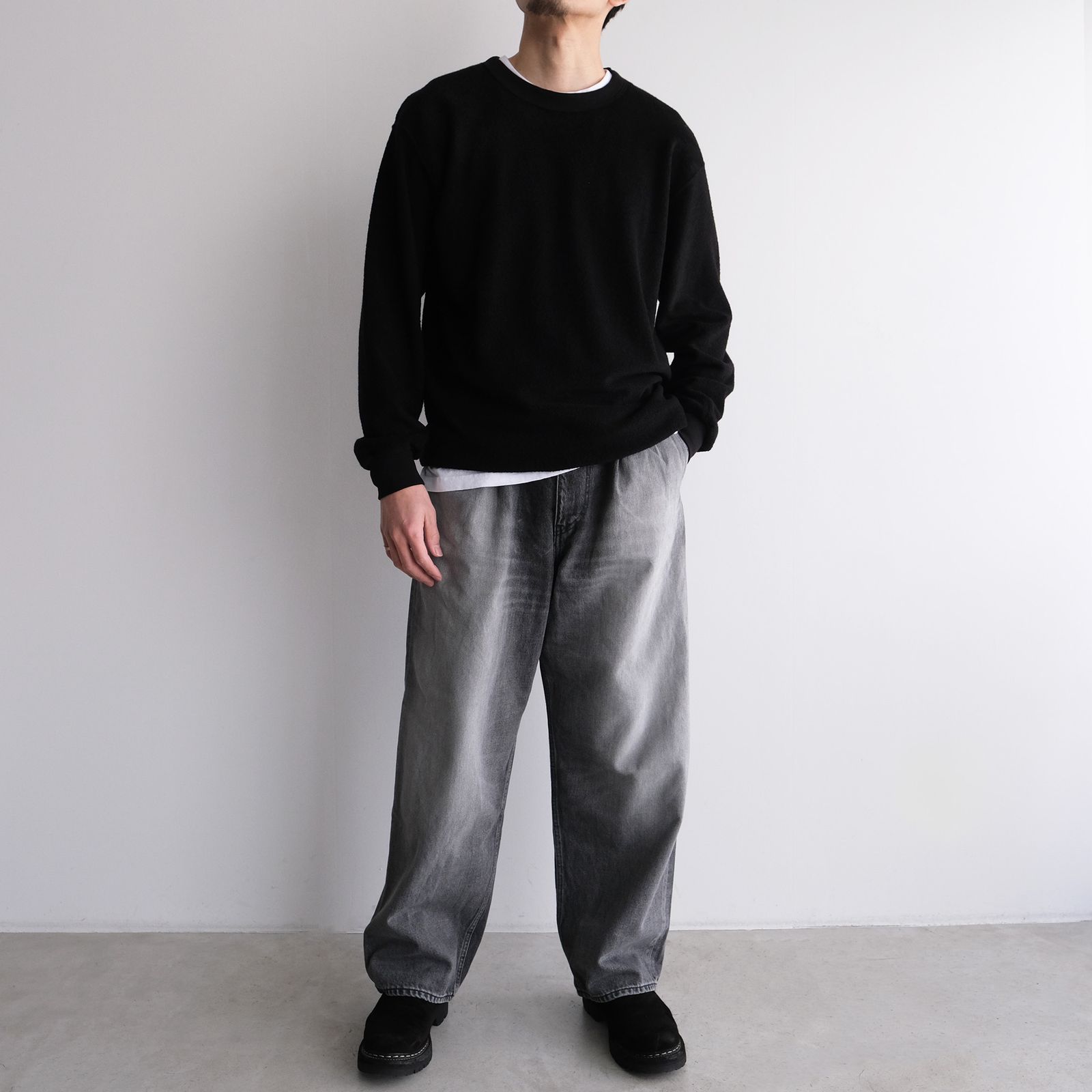 Selvage Denim Two Tuck Pants -デニムパンツ-（Black Light Fade / ブラックライトフェード）GU261-40061LB