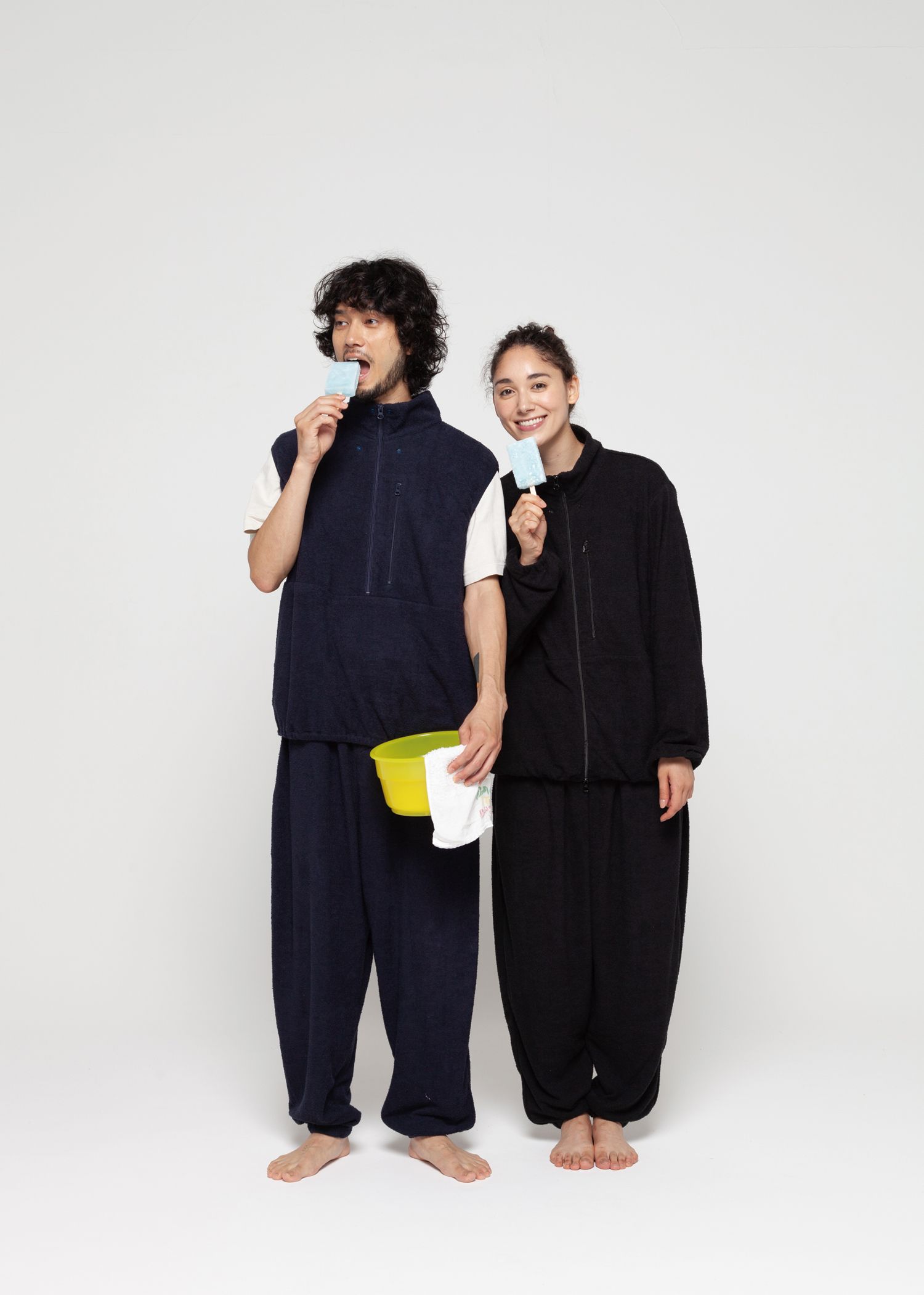 "Towel Cloth Zip Jacket" -パジャマ-（Black / ブラック）