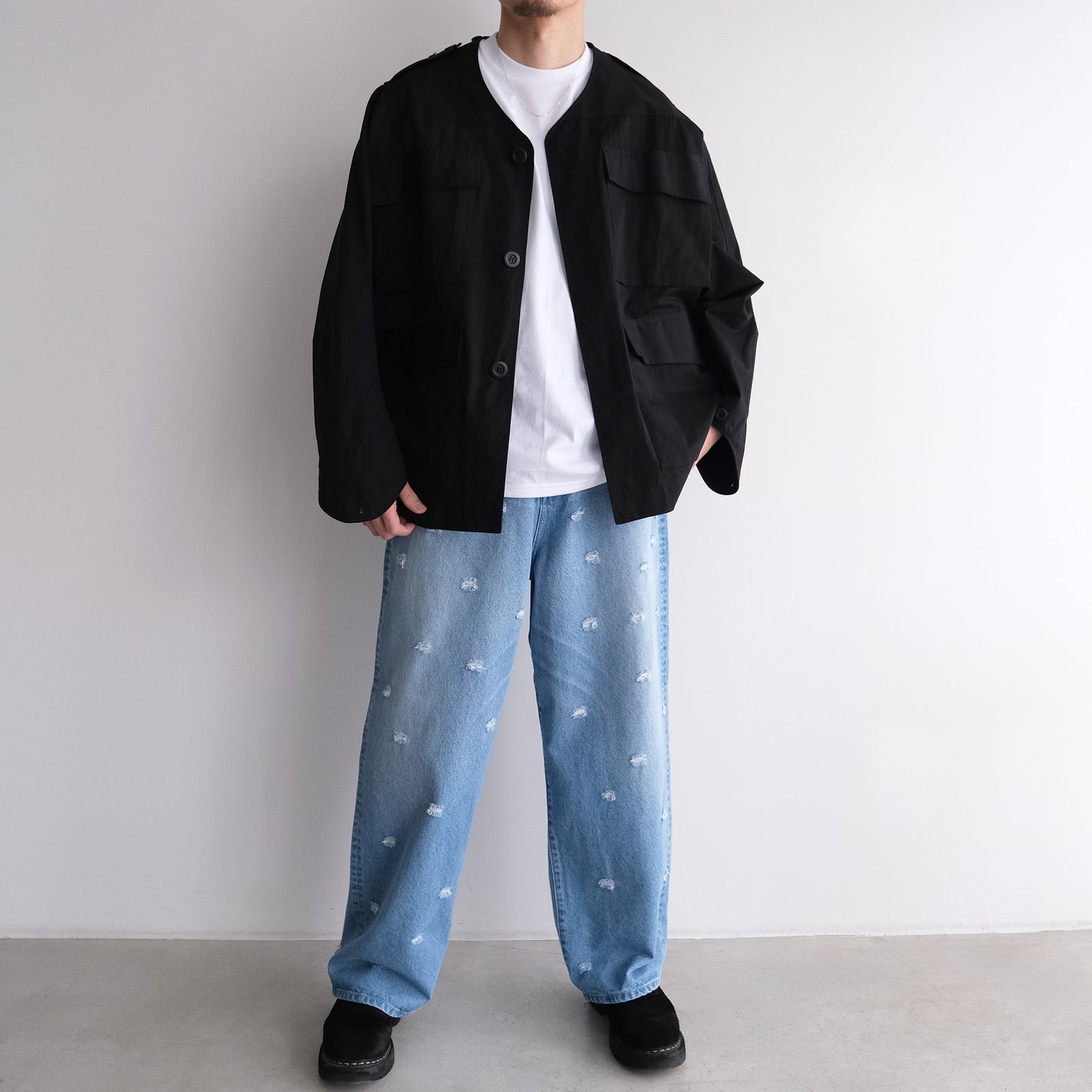 Dot Hole Denim Pants -デニム-（Blue Used / ブルー ユーズド）