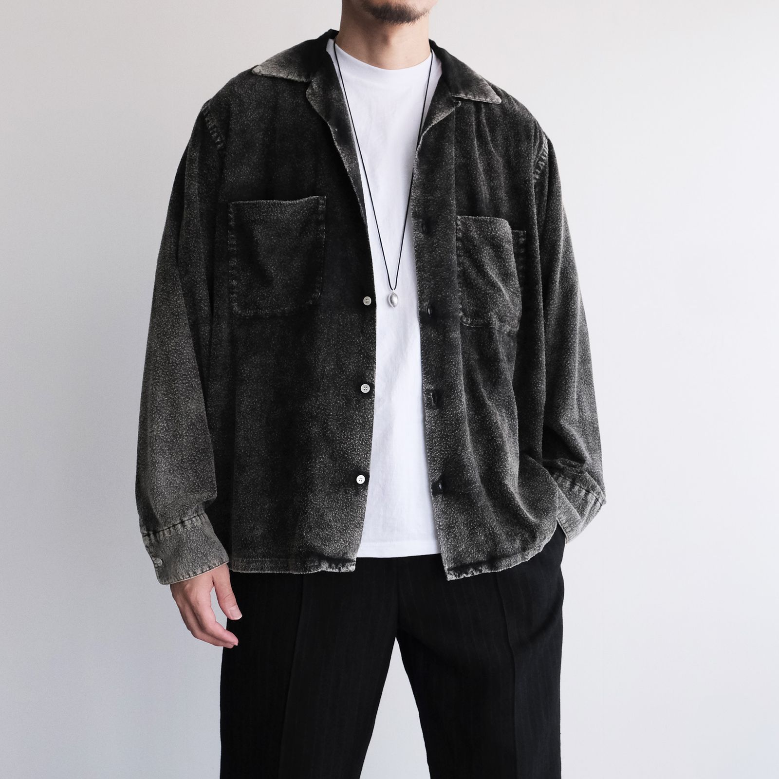Hand Dye Flannel Shirt -シャツ-（Black / ブラック）
