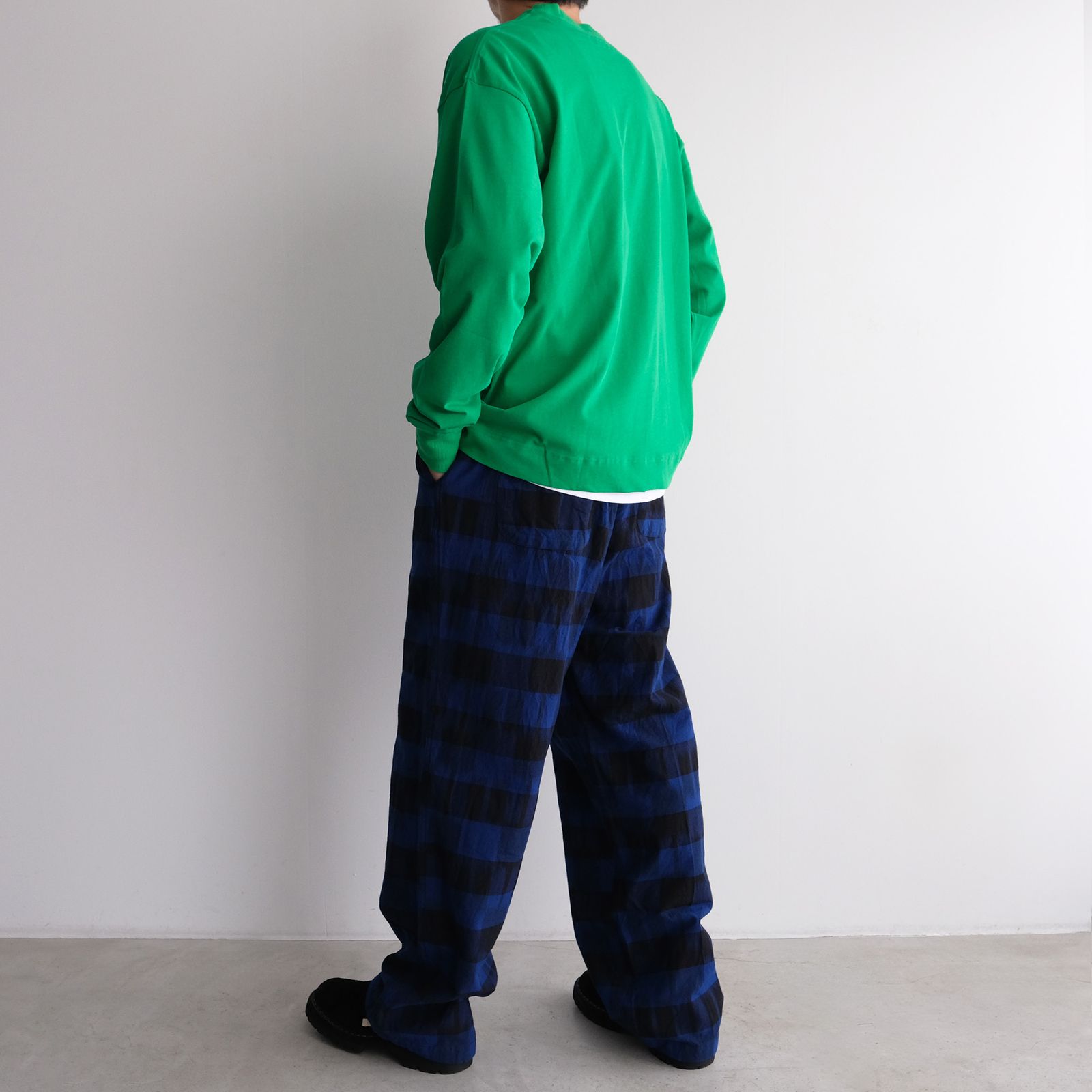 Ikat Check Easy Pants -パンツ-（Navy×Black / ネイビー×ブラック）